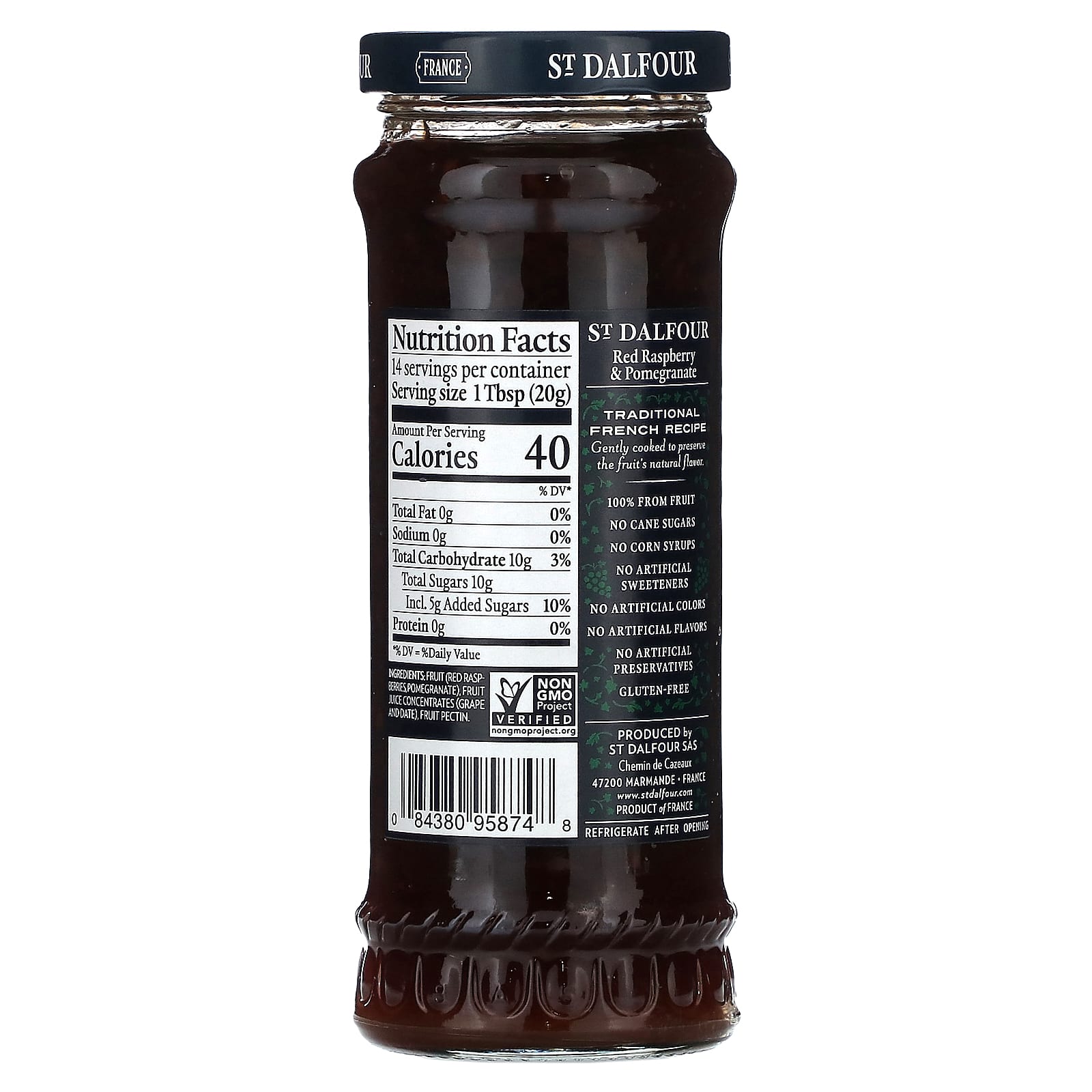 St. Dalfour, Deluxe, джем из красной малины и граната, 284 г (10 унций)