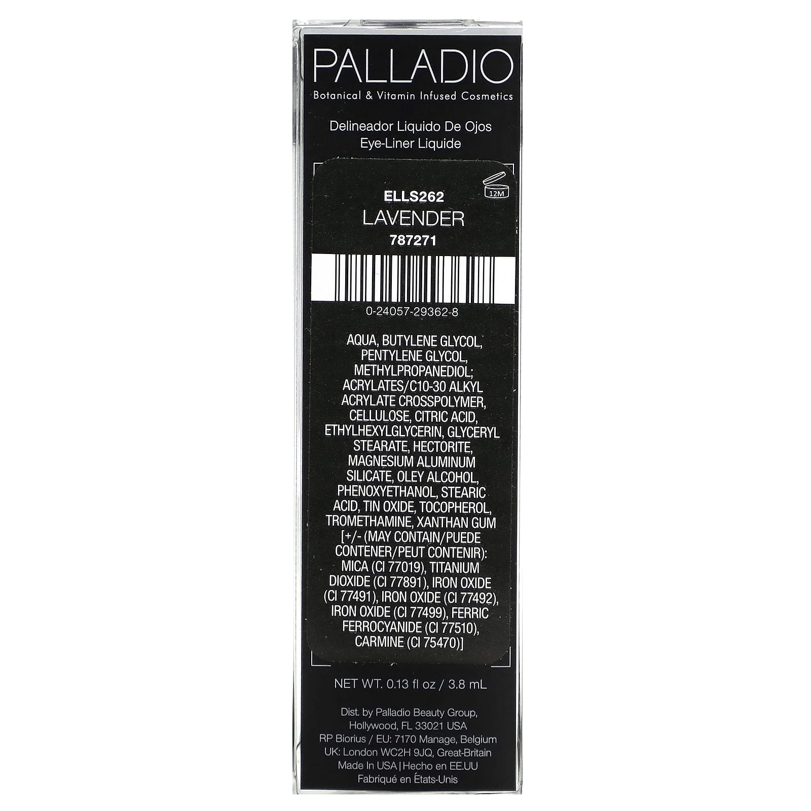 Palladio, жидкая подводка для глаз, лаванда, ELLS262, 3,8 мл (0,13 жидк. унции)