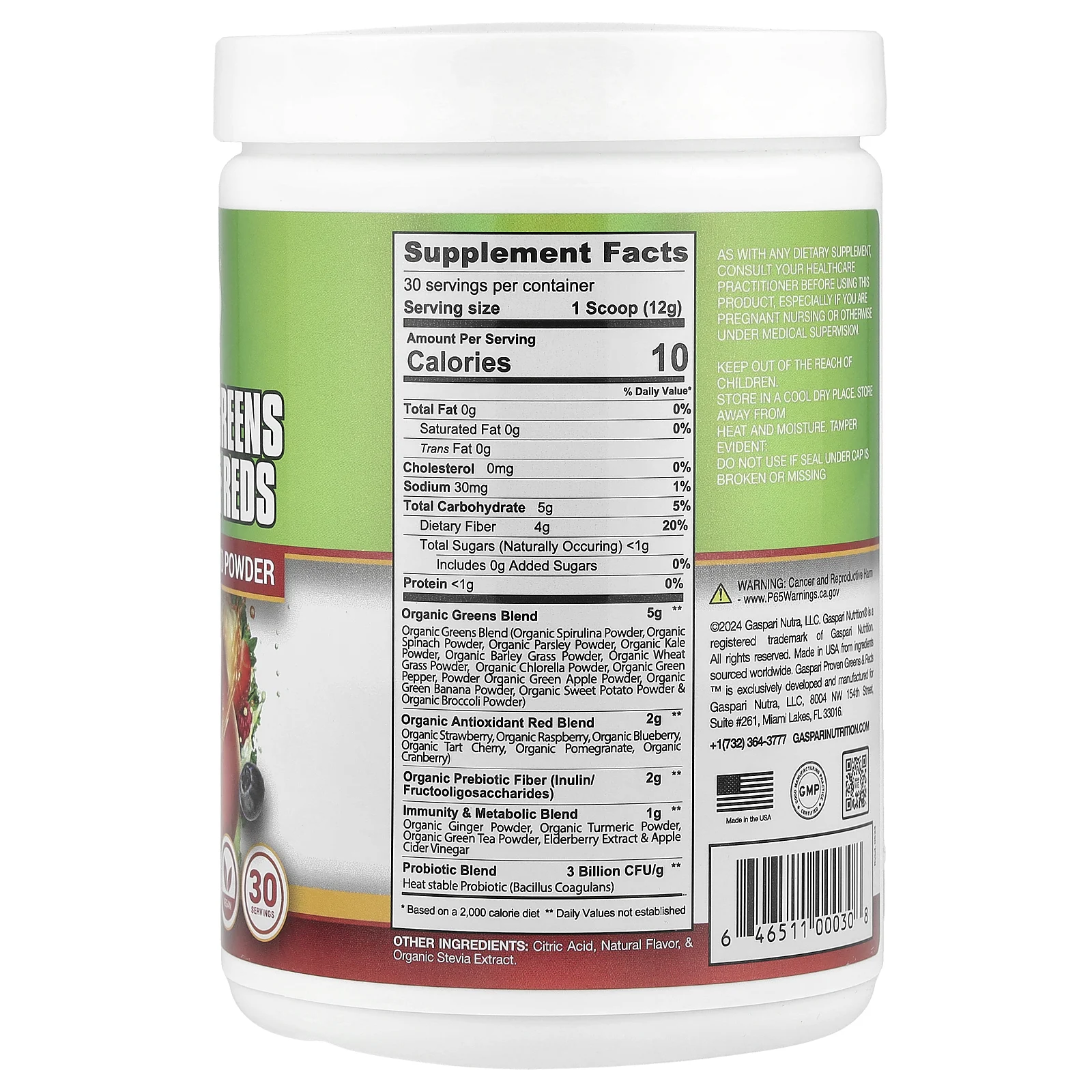 Gaspari Nutrition, Proven Greens & Reds, со вкусом манго, 360 г (12,69 унции)