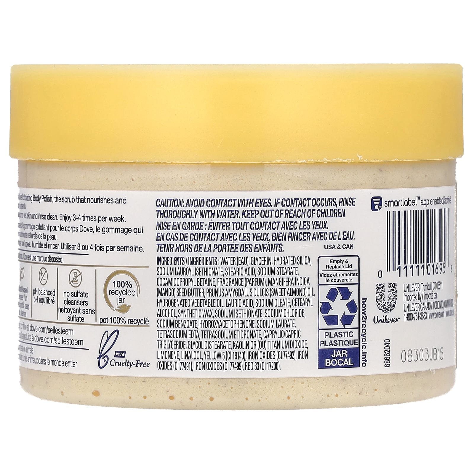 Dove, отшелушивающий скраб для тела, измельченный миндаль и масло манго, 298 г (10,5 унции)