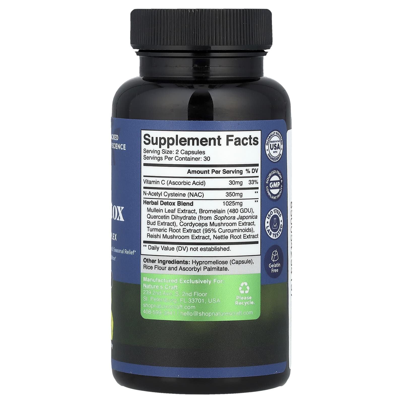 Nature's Craft, Средство для очищения легких, 60 капсул