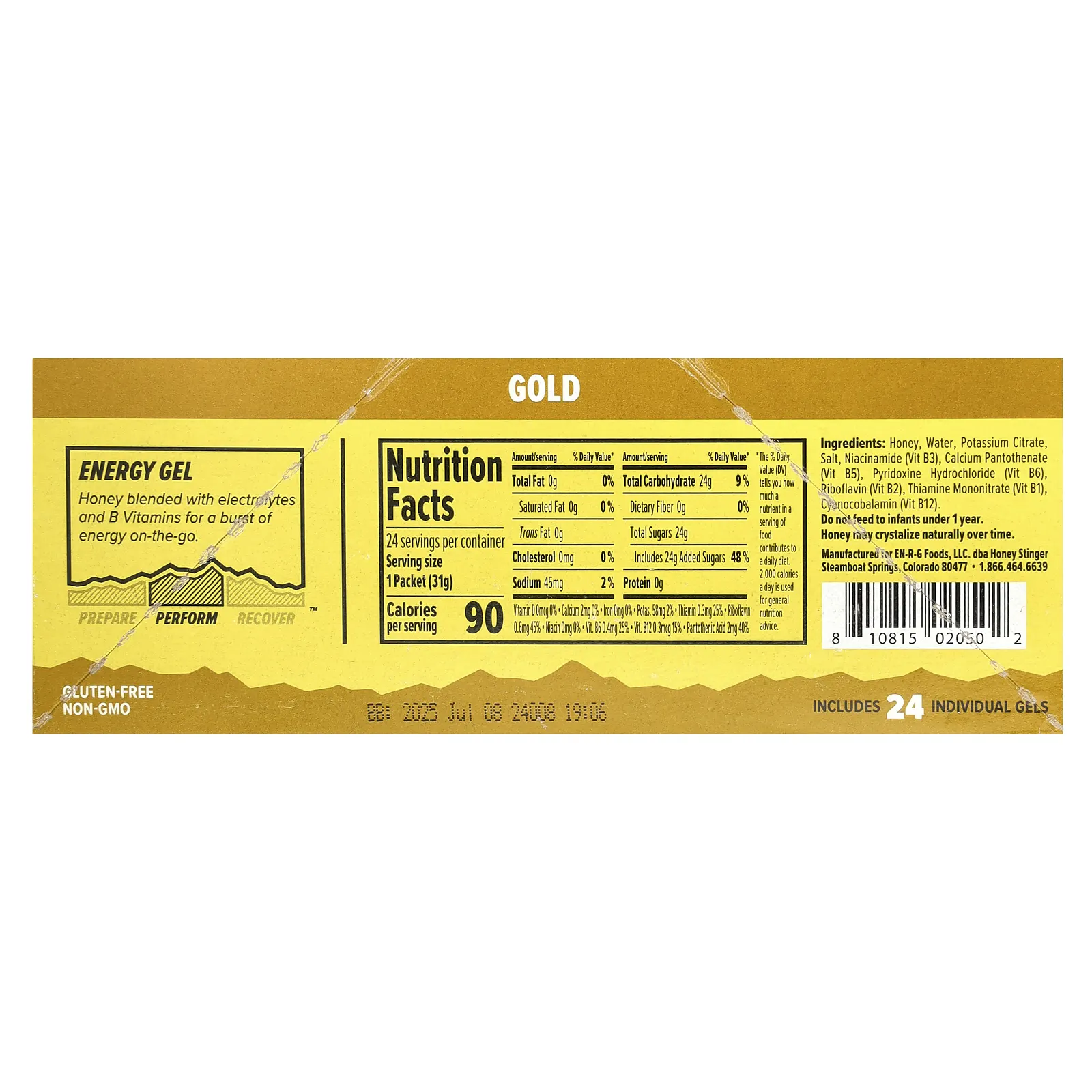 Honey Stinger, Энергетический гель, золото, 24 пакетика по 31 г (1,1 унции)