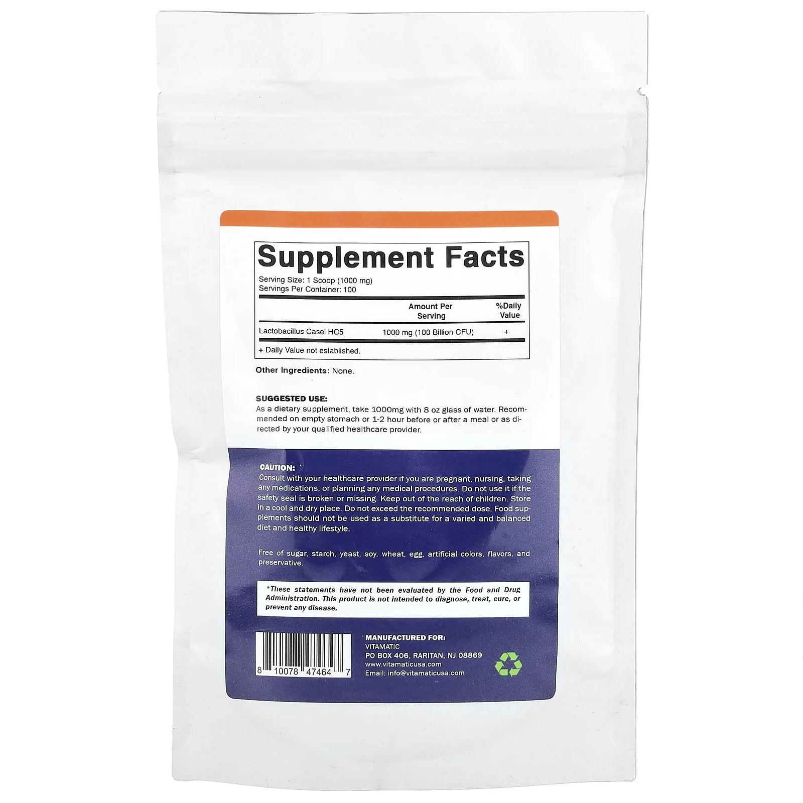 Vitamatic, Лактобактерии казеи, 100 г (3,5 унции)