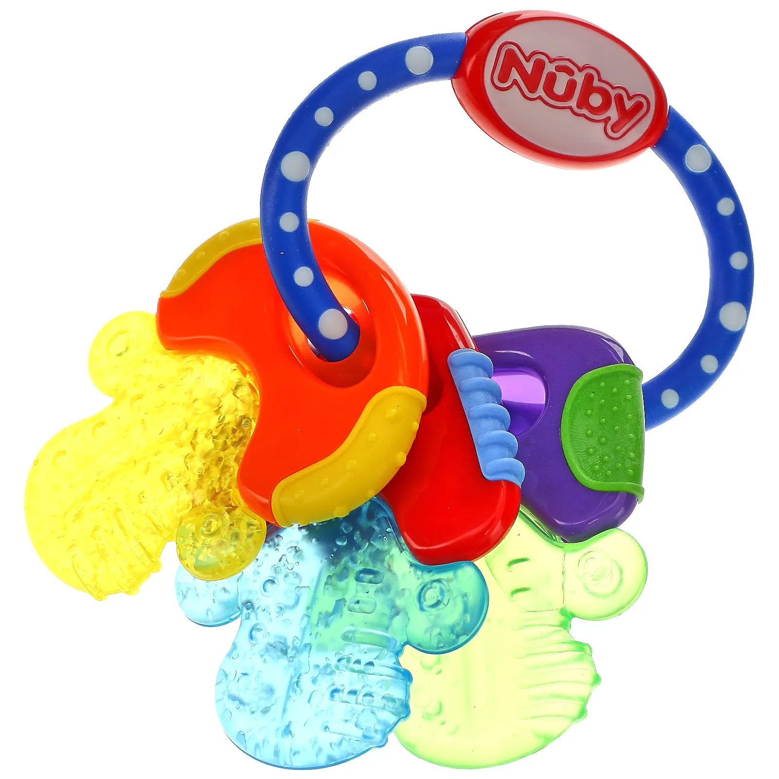 Nuby, Успокаивающий прорезыватель, ключи от IcyBite, для детей от 3 месяцев, синий, 1 прорезыватель