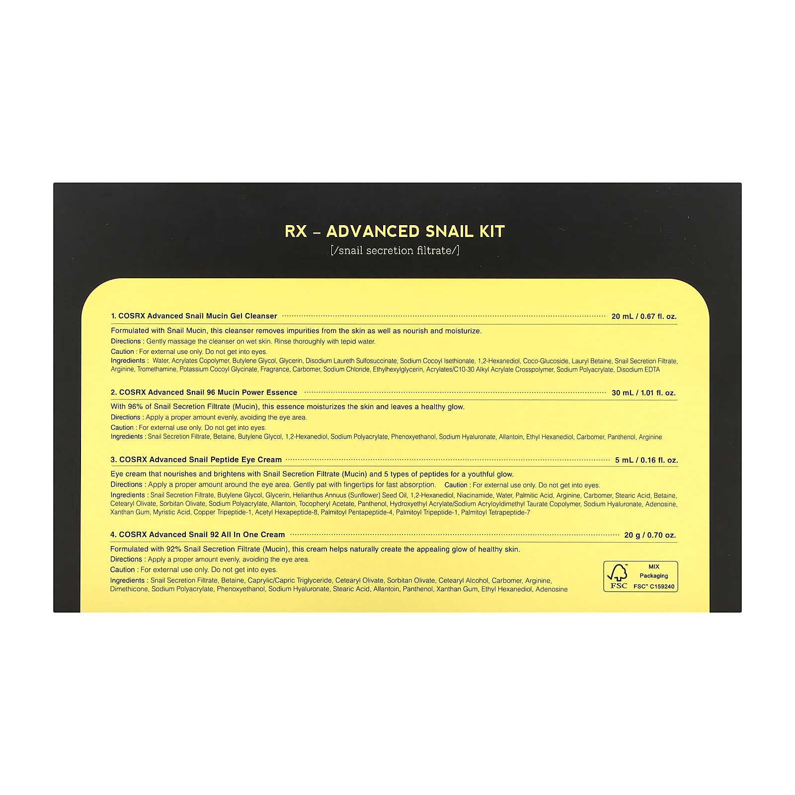 CosRx, All About Snail Kit, набор из 4 предметов