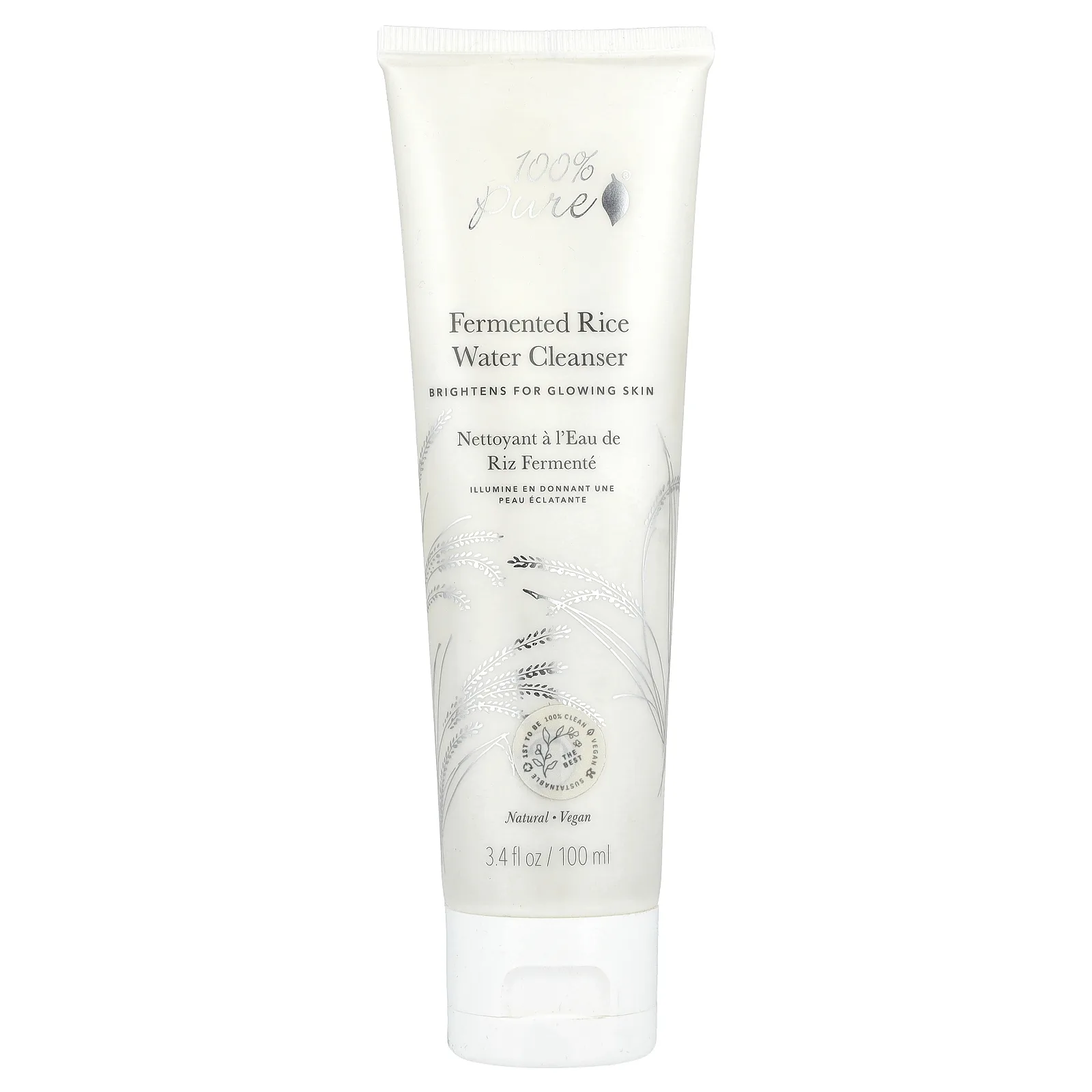 100% Pure, Очищающее средство с водой из ферментированного риса, 100 мл (3,4 жидк. Унции)