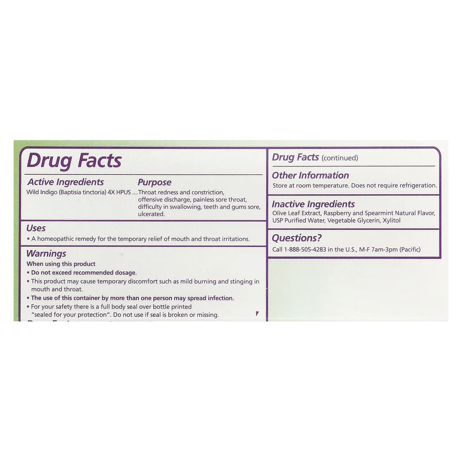 Seagate, спрей для горла из листьев оливы, с мятой и малиной, 30 мл (1 жидк. унция)