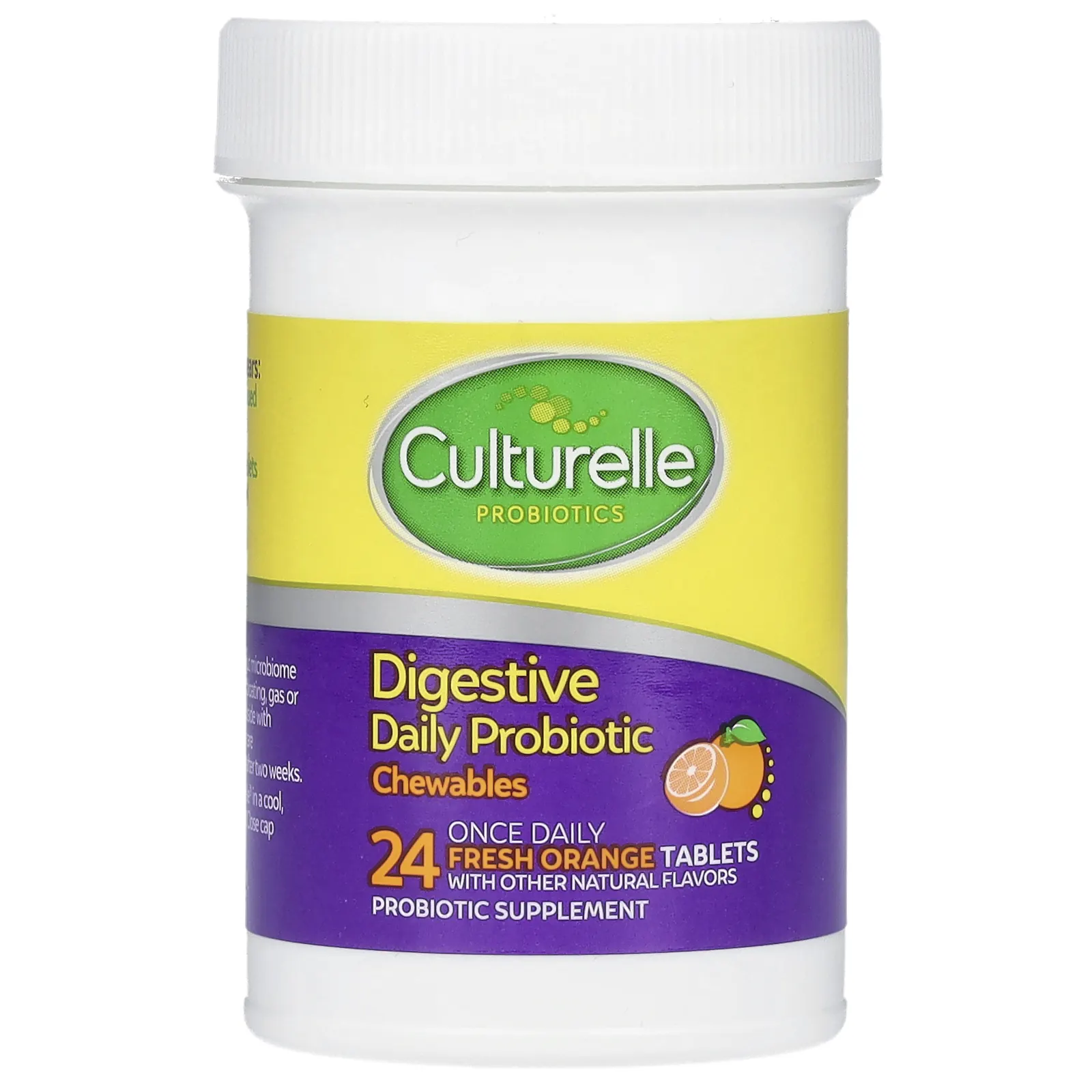 Culturelle, Ежедневный пробиотик для пищеварения, свежий апельсин, 10 млрд КОЕ, 24 таблетки для приема внутрь