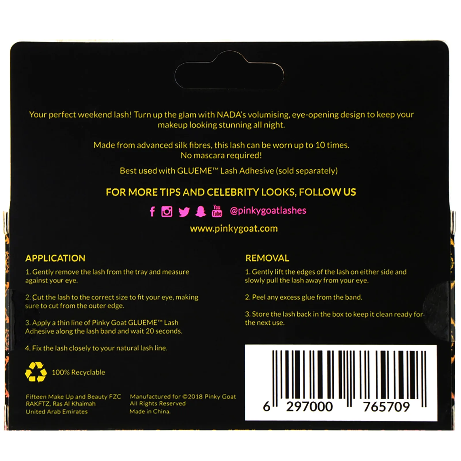 Pinky Goat, Nada, накладные ресницы для дополнительного объема, 1 пара (Товар снят с продажи)