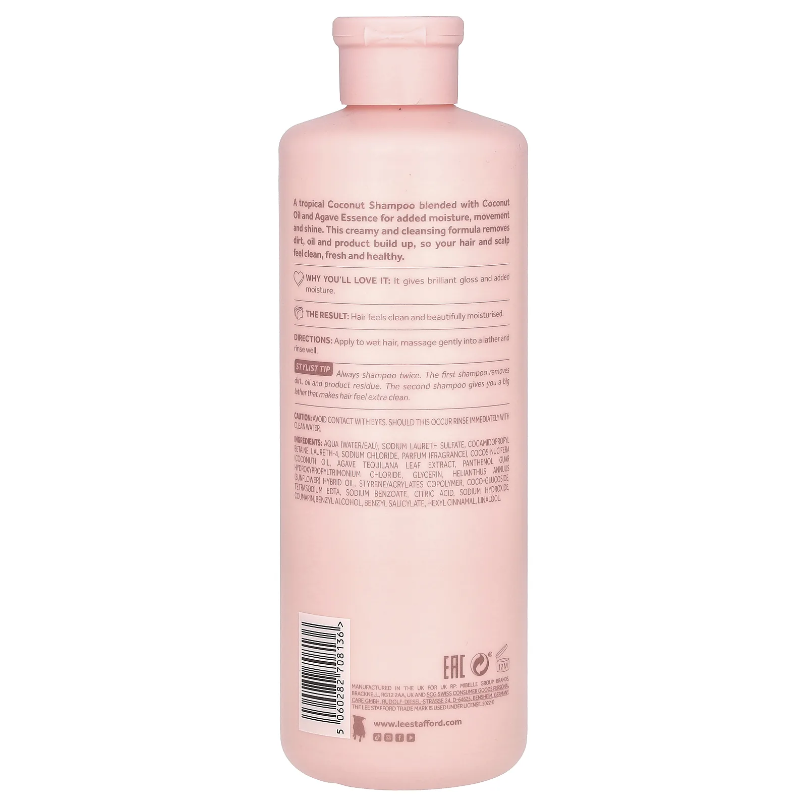 Lee Stafford, Coco Loco, шампунь для блеска, для тусклых и тусклых волос, 500 мл (16,9 жидк. унции)