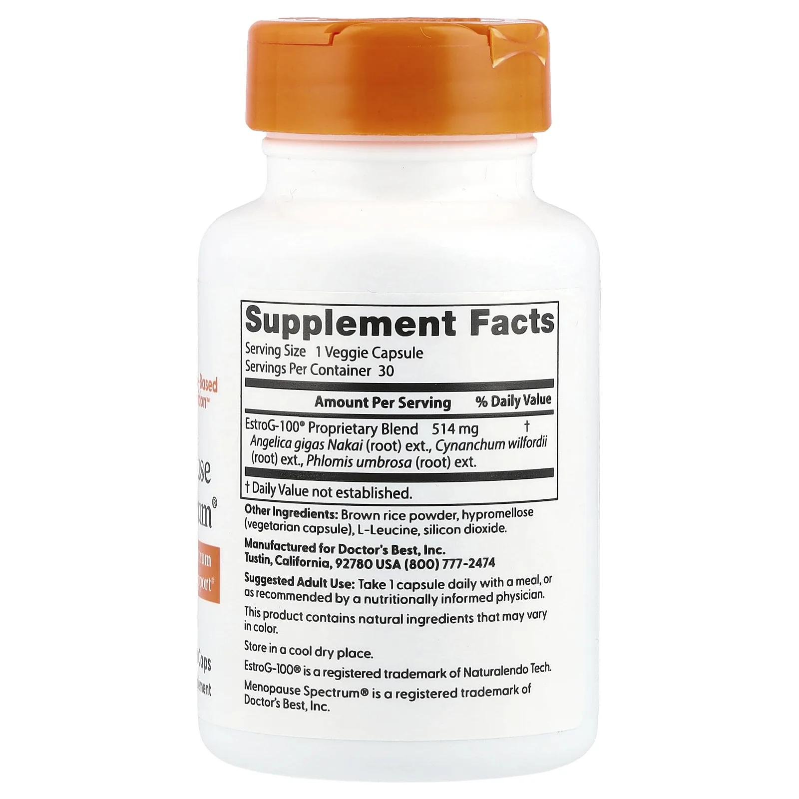 Doctor's Best, Спектр для помощи при менопаузе с EstroG-100, 30 вегетарианских капсул