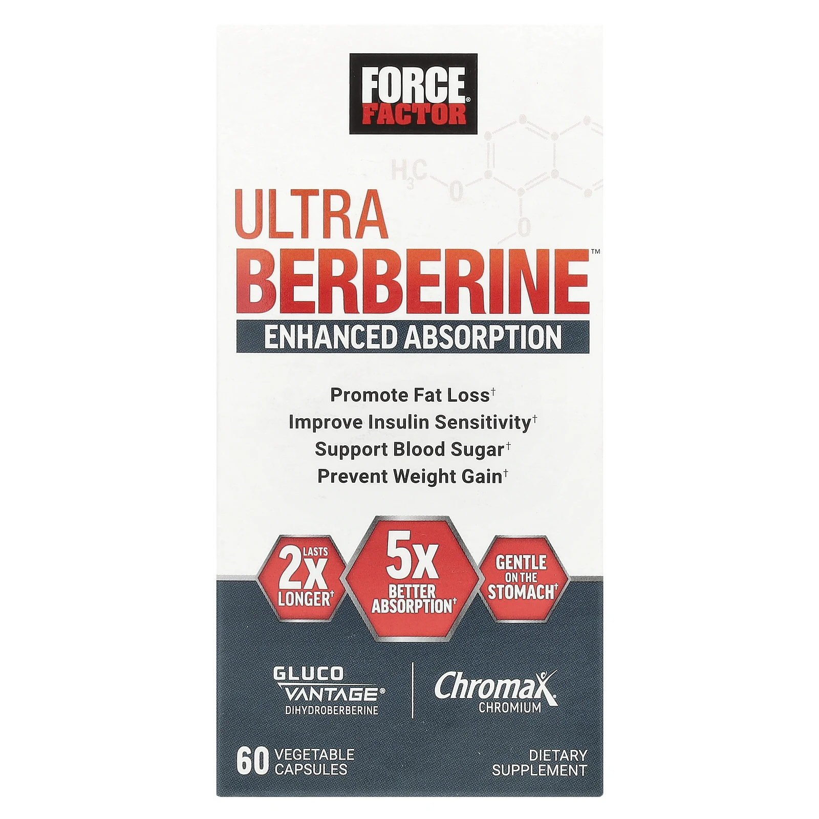 Force Factor, Ultra Berberine ™, 60 растительных капсул