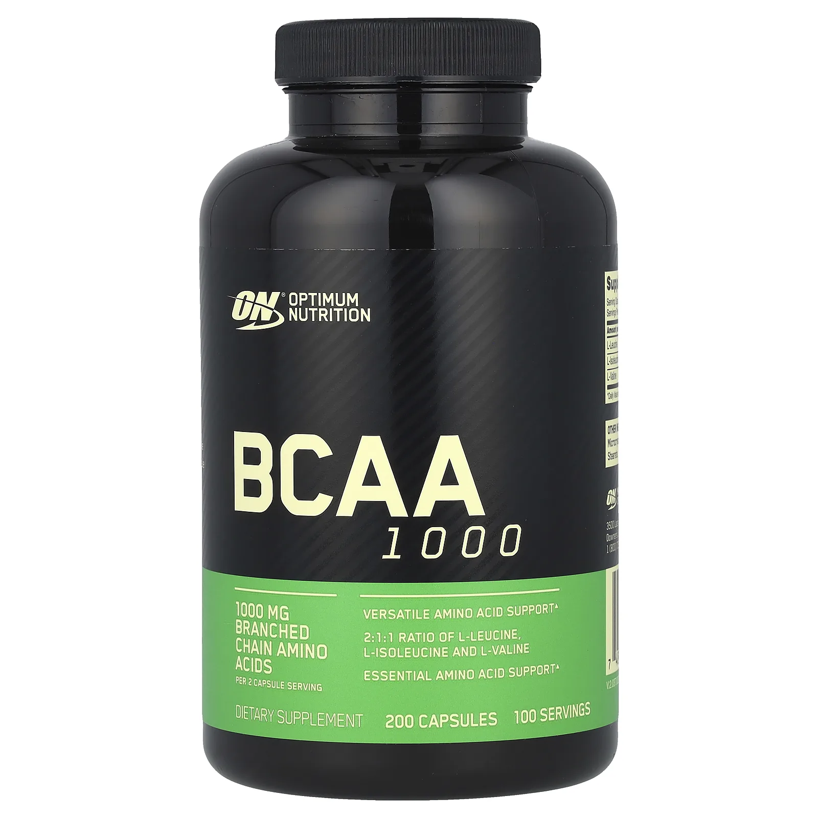 Optimum Nutrition, BCAA 1000, 1000 мг, 200 капсул (500 мг в 1 капсуле)