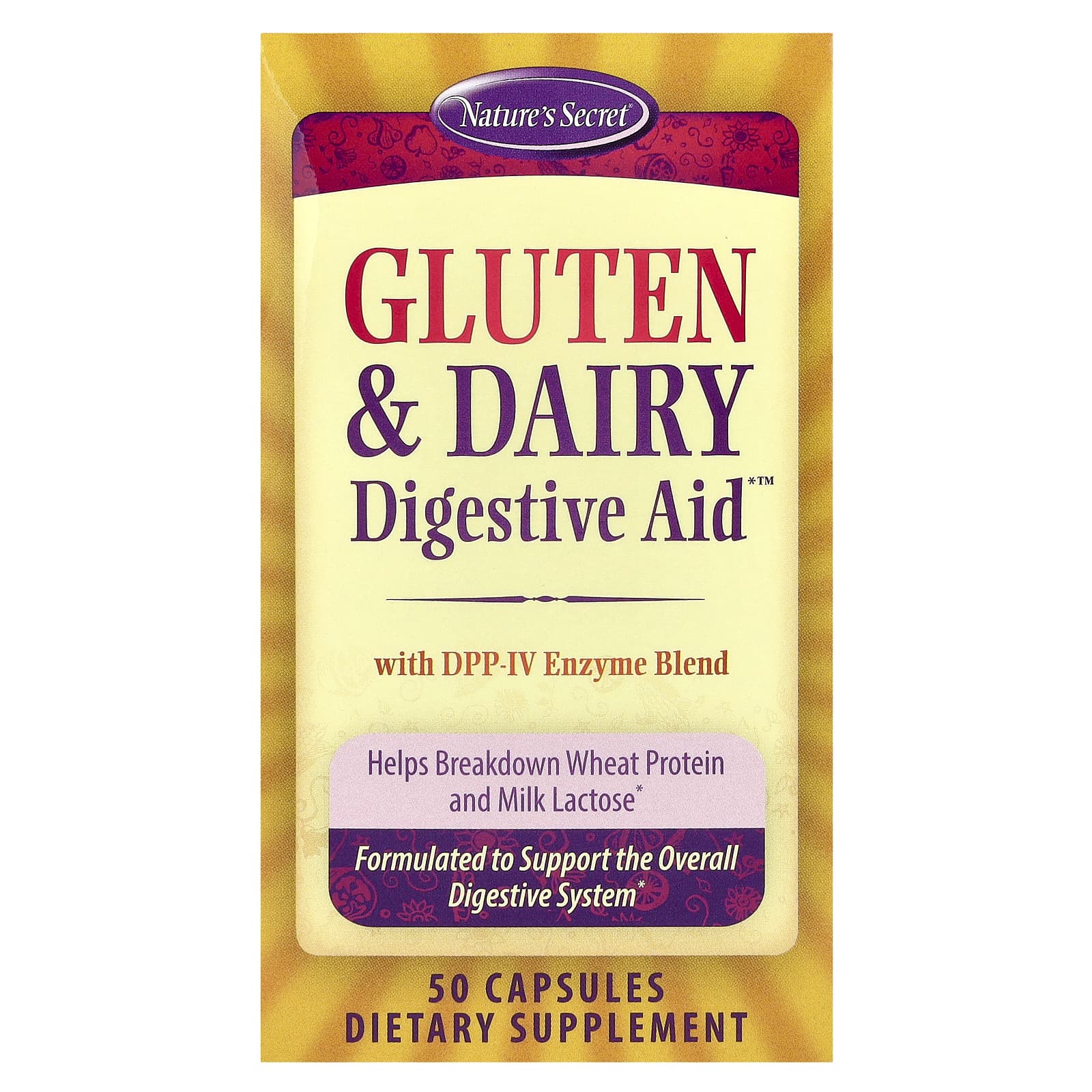 Nature's Secret, Gluten & Dairy Digestive Aid ™, 50 капсул