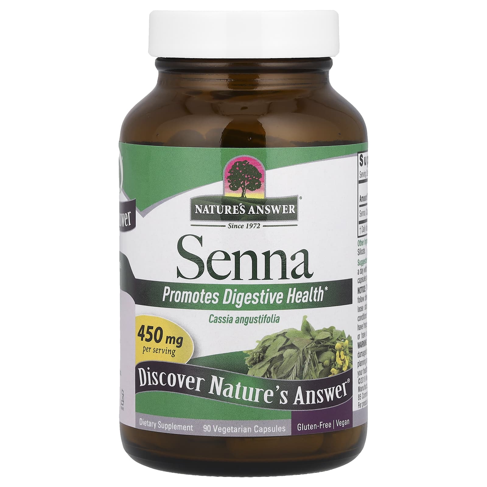 Nature's Answer, Сенна, 450 мг, 90 вегетарианских капсул