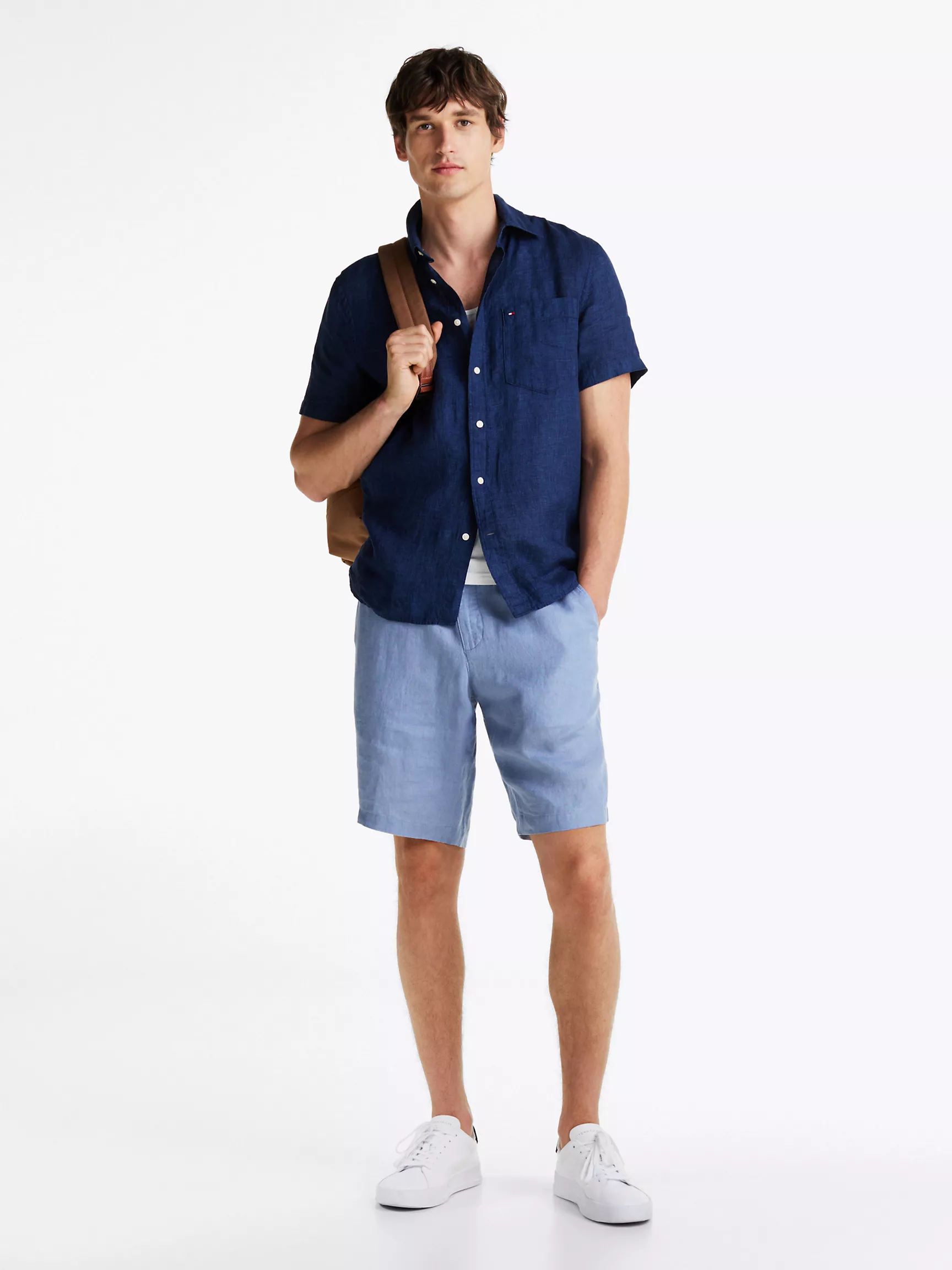 Мужская рубашка Tommy Hilfiger, Рубашка из окрашенного льна с короткими рукавами