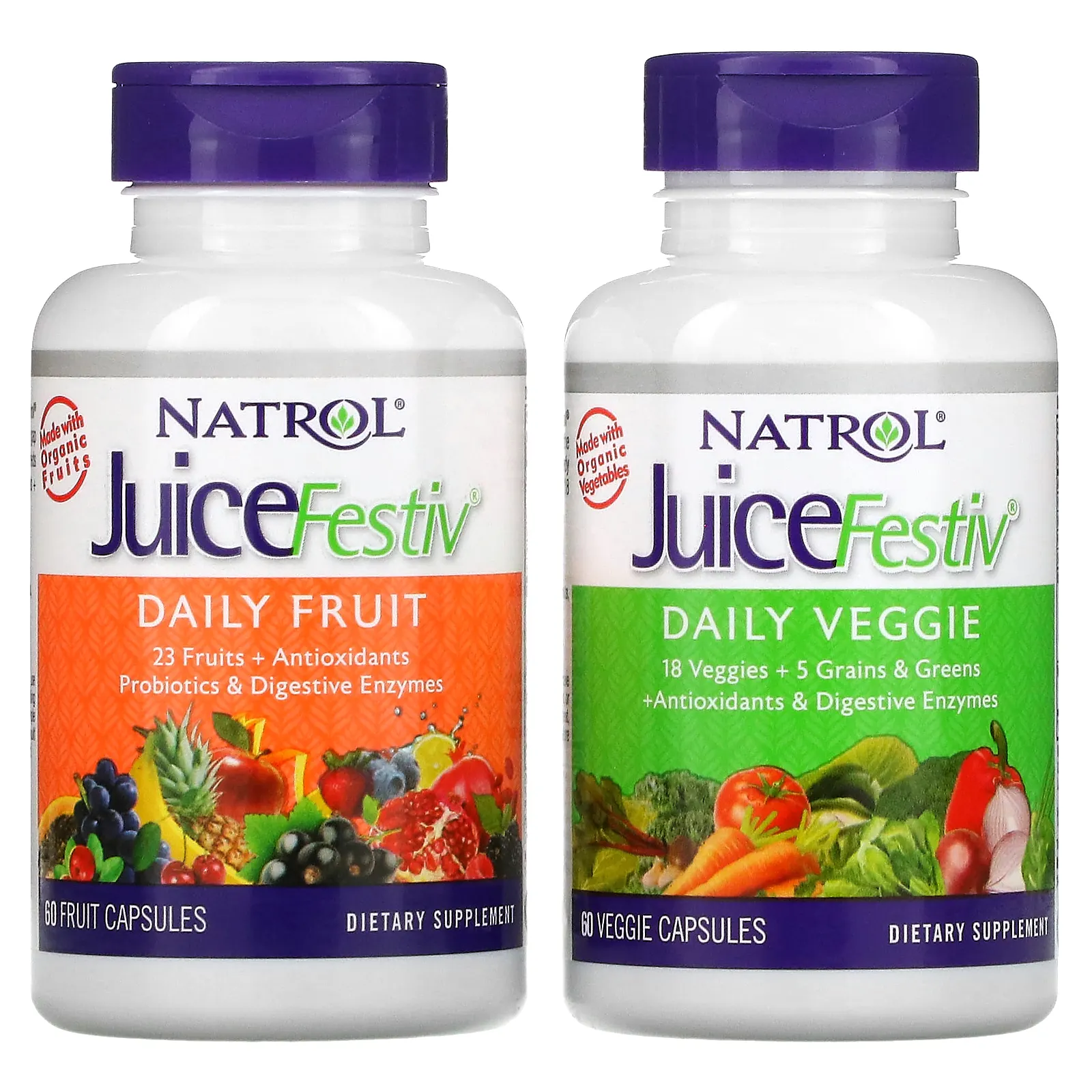 Natrol, JuiceFestiv, 2 флакона по 60 капсул