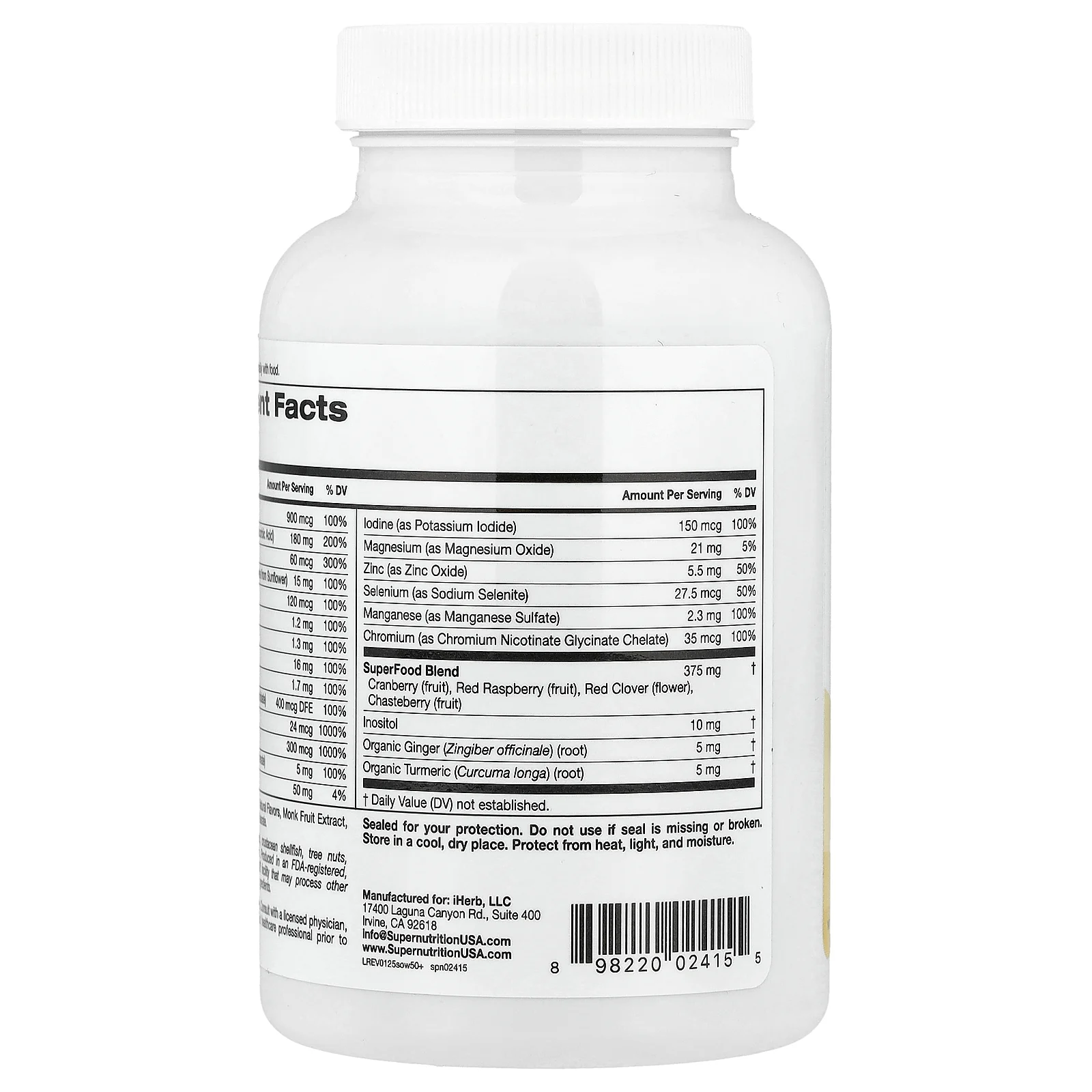 Super Nutrition, Simply One®, мультивитамины и поддерживающие травы для женщин старше 50 лет, вкус ягод, 90 жевательных таблеток