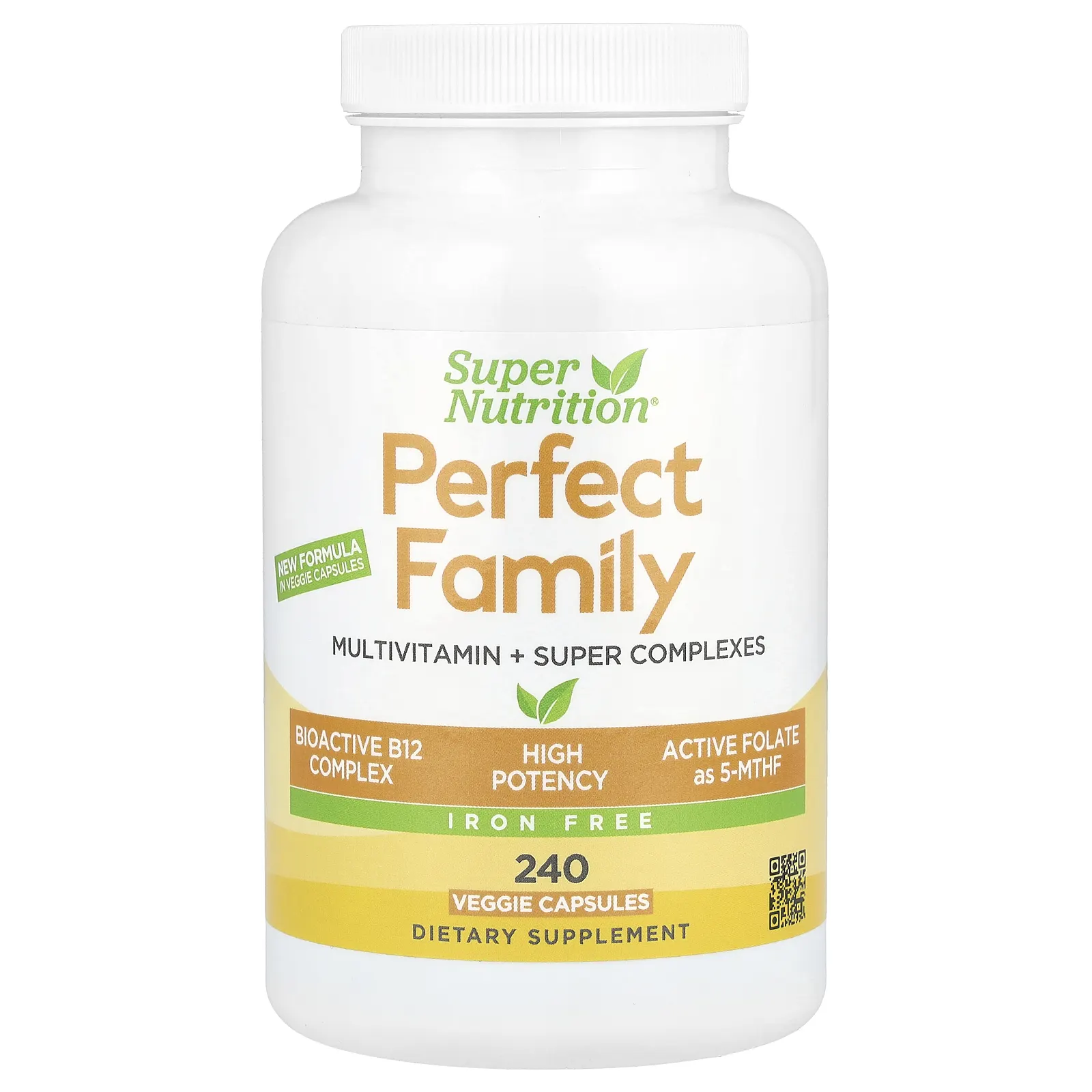 Super Nutrition, Perfect Family, мультивитамины и суперкомплексы для всей семьи, без железа, 240 растительных капсул