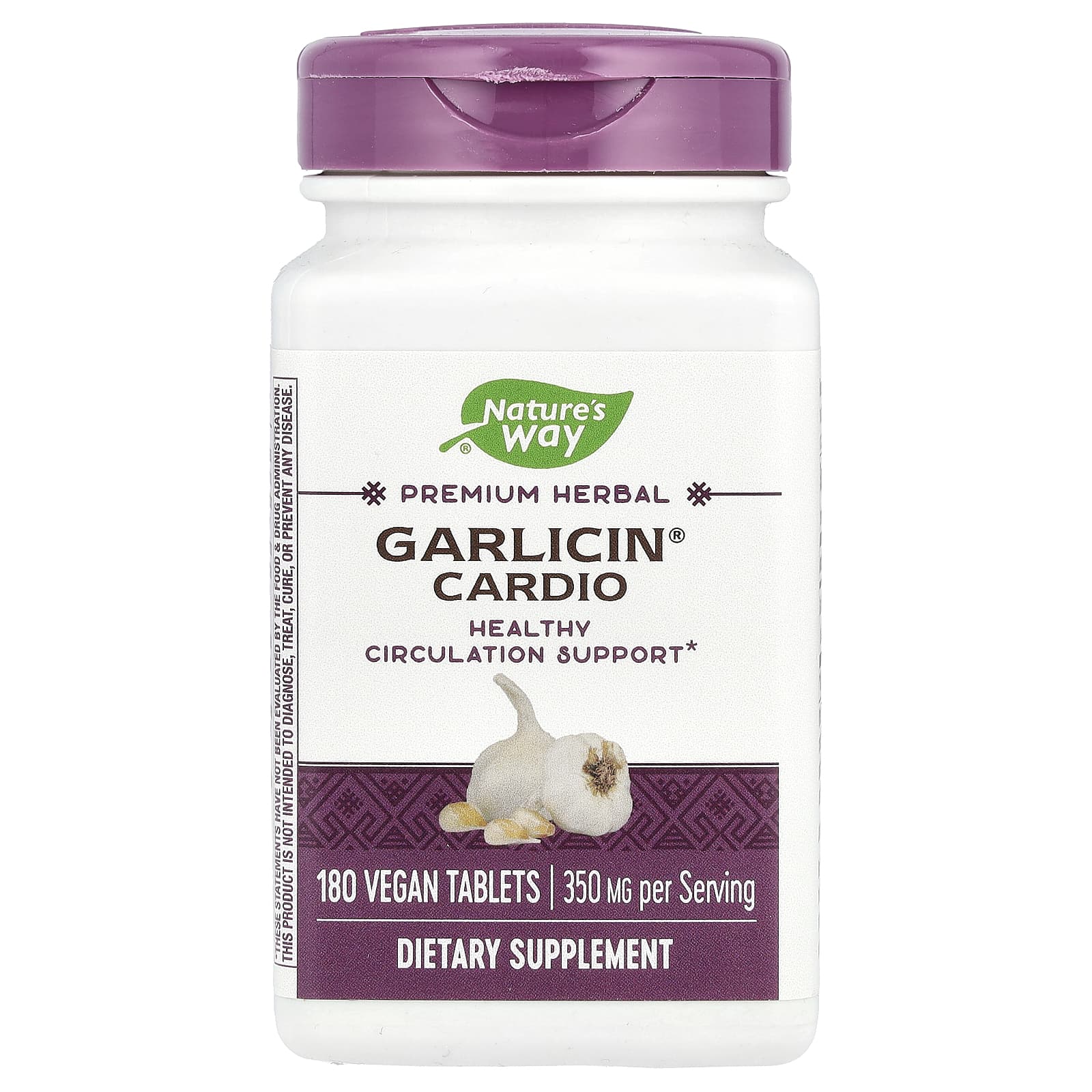 Nature's Way, Чеснок Кардио, 350 мг, 180 веганских таблеток