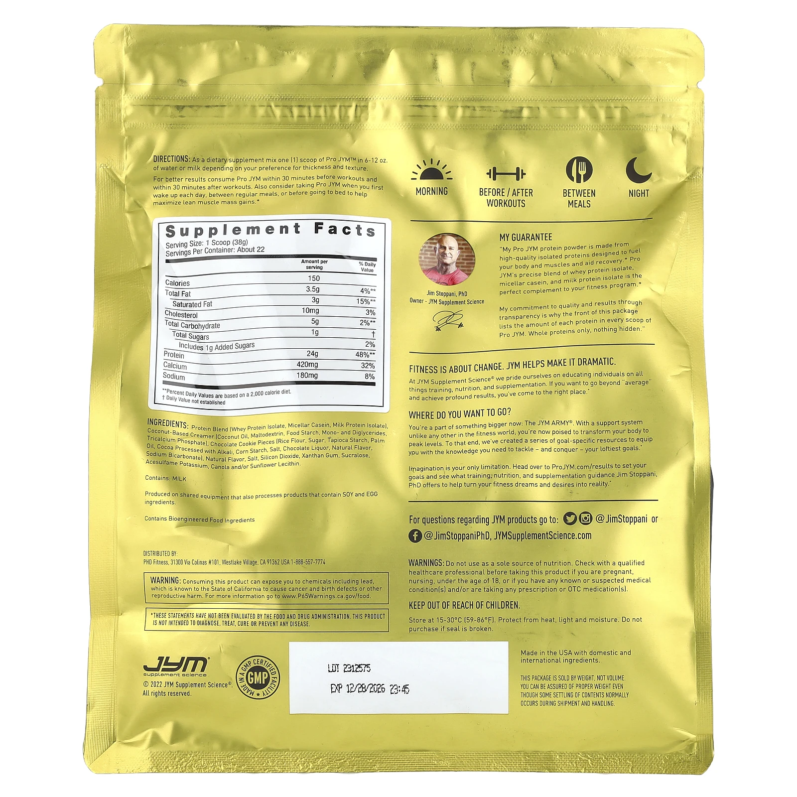 JYM Supplement Science, Pro JYM, протеиновая смесь ультрапремиального качества, печенье и сливки, 836 г (1,8 фунта)