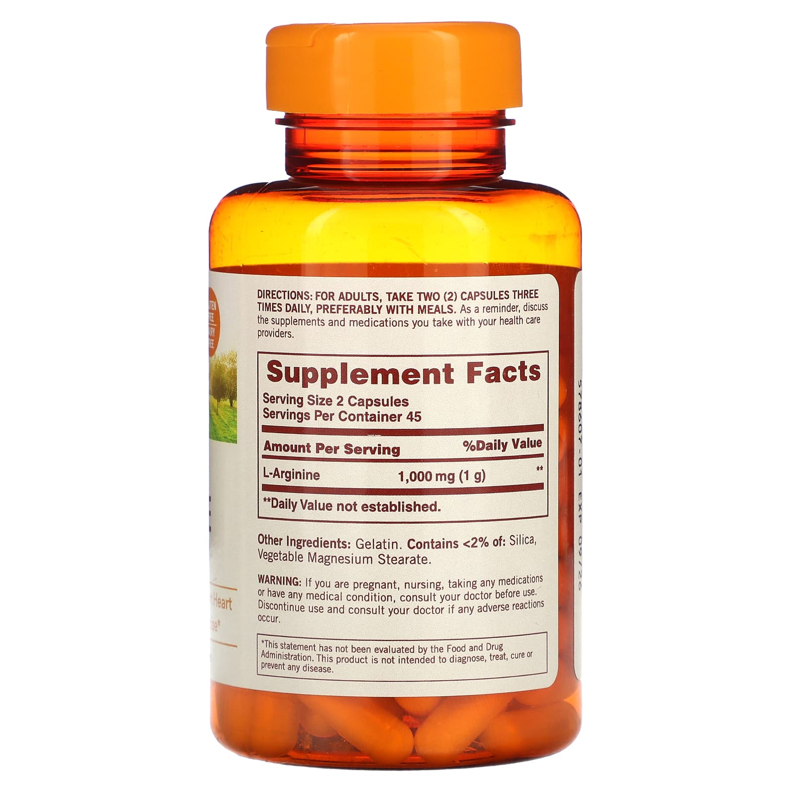 Sundown Naturals, L-аргинин, 500 мг, 90 капсул