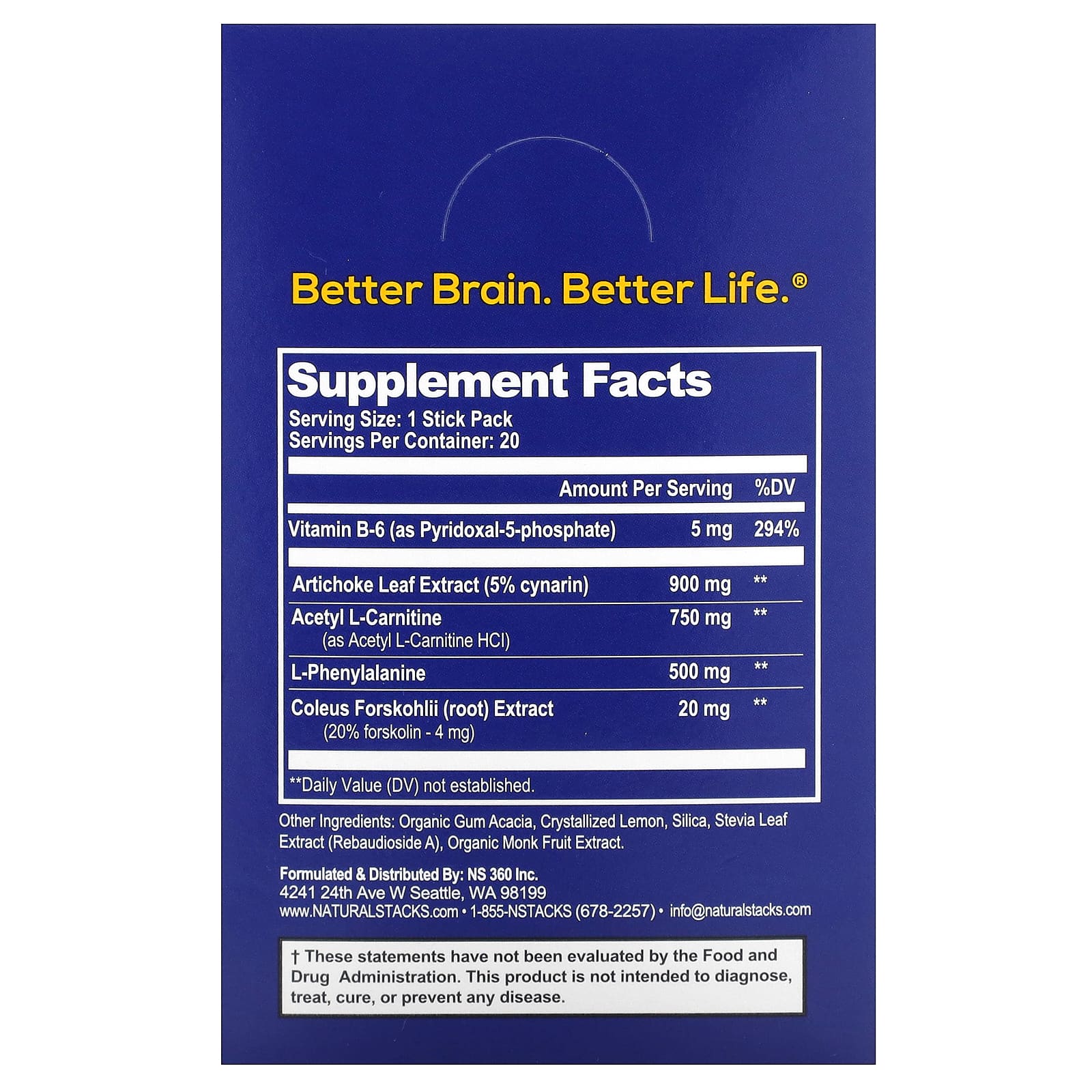 Natural Stacks, Neuro Fuel, лимонад, 20 пакетиков по 4,7 г (0,17 унции)