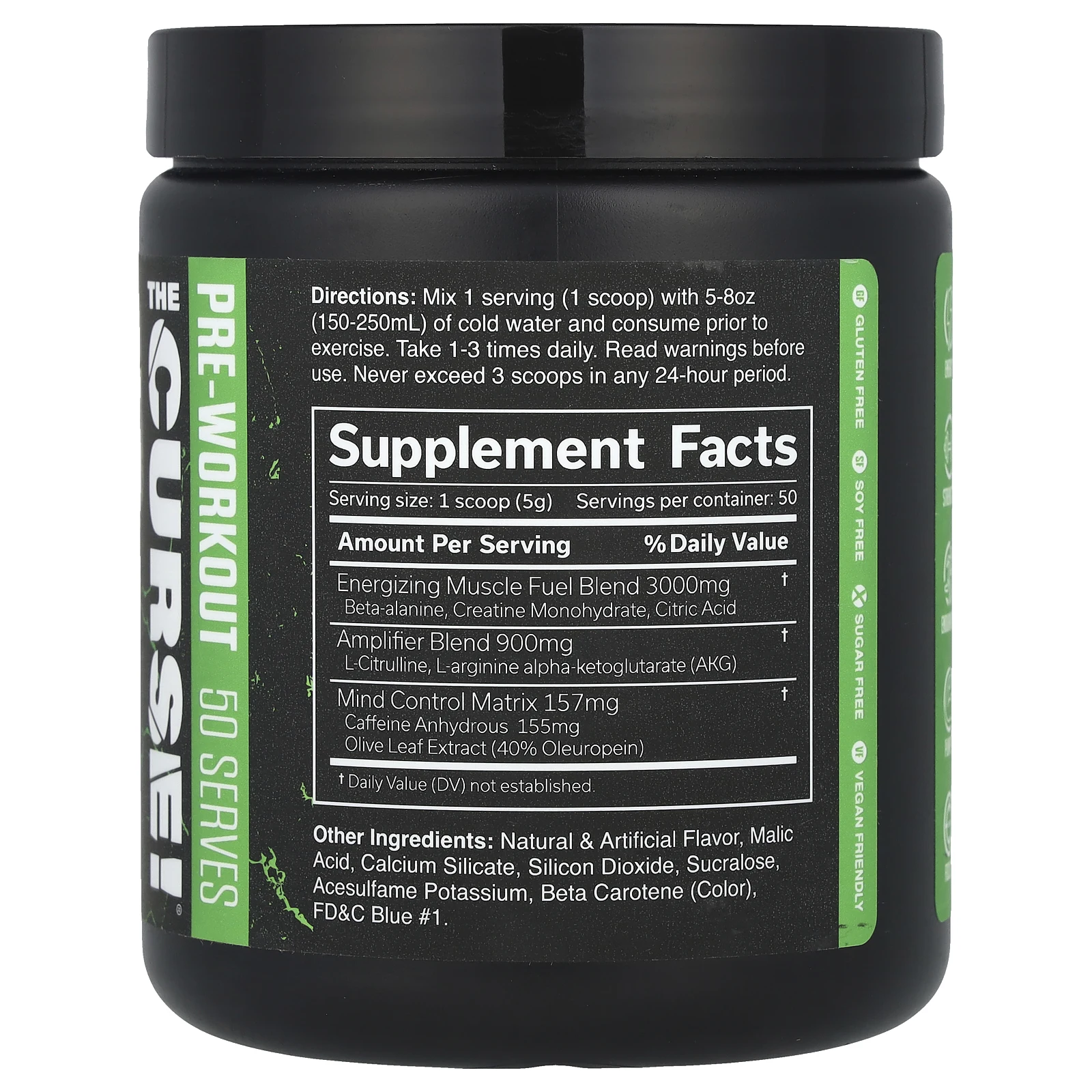 JNX Sports, The Curse, предтренировочная добавка, зеленое яблоко, 250 г