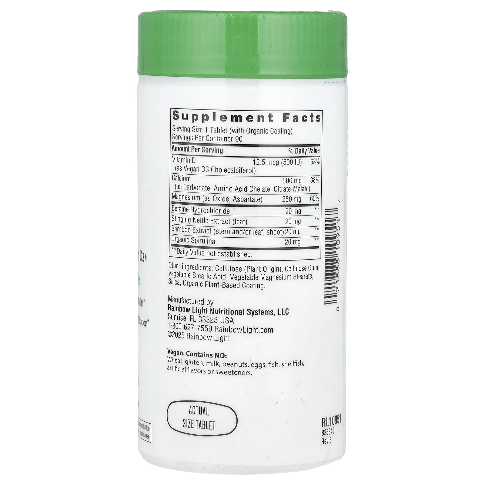 Rainbow Light, Кальций с магнием и витамином D3 +, 90 таблеток