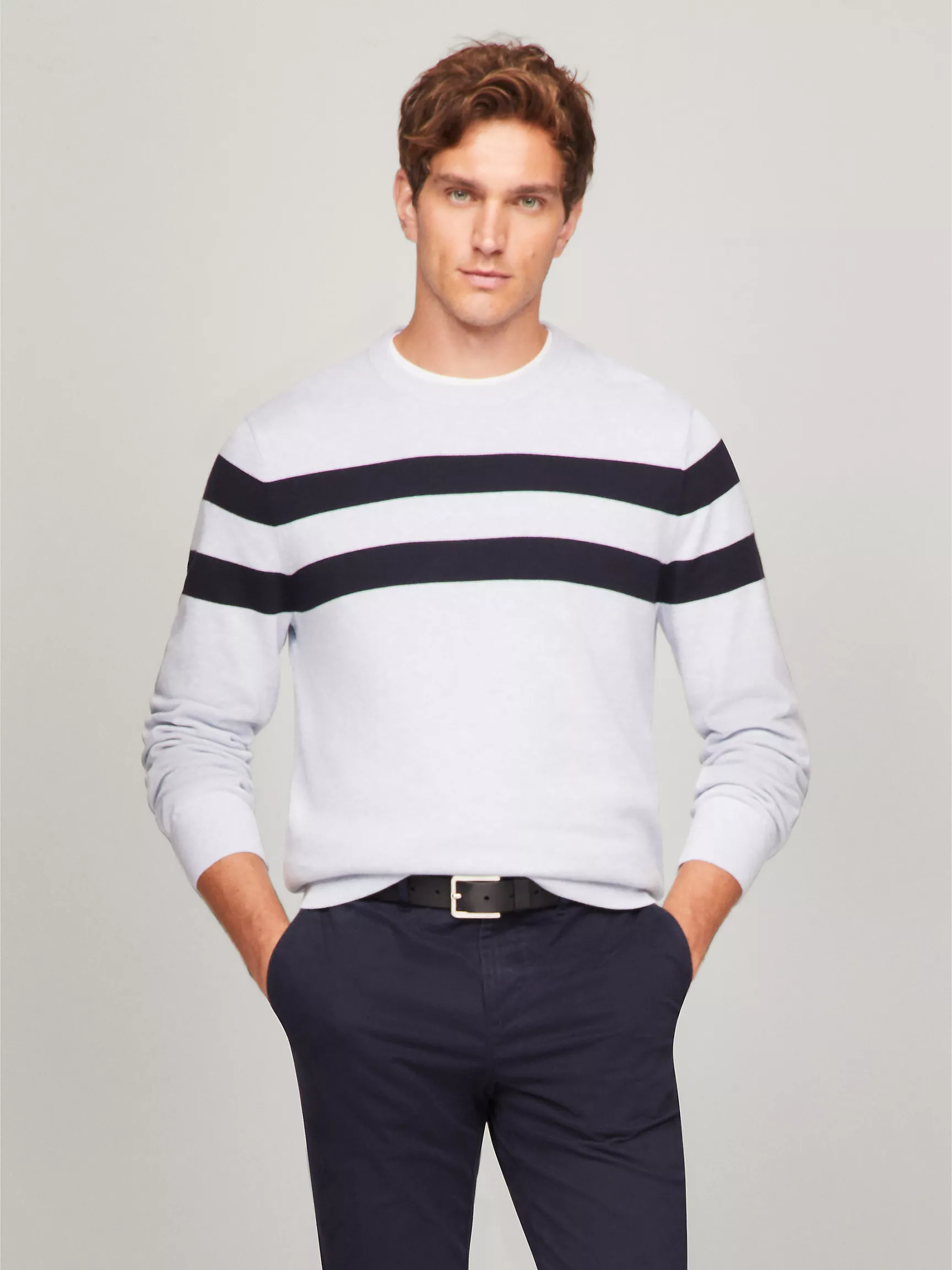 Мужской свитер Tommy Hilfiger, Свитер с двойной полоской и круглым вырезом