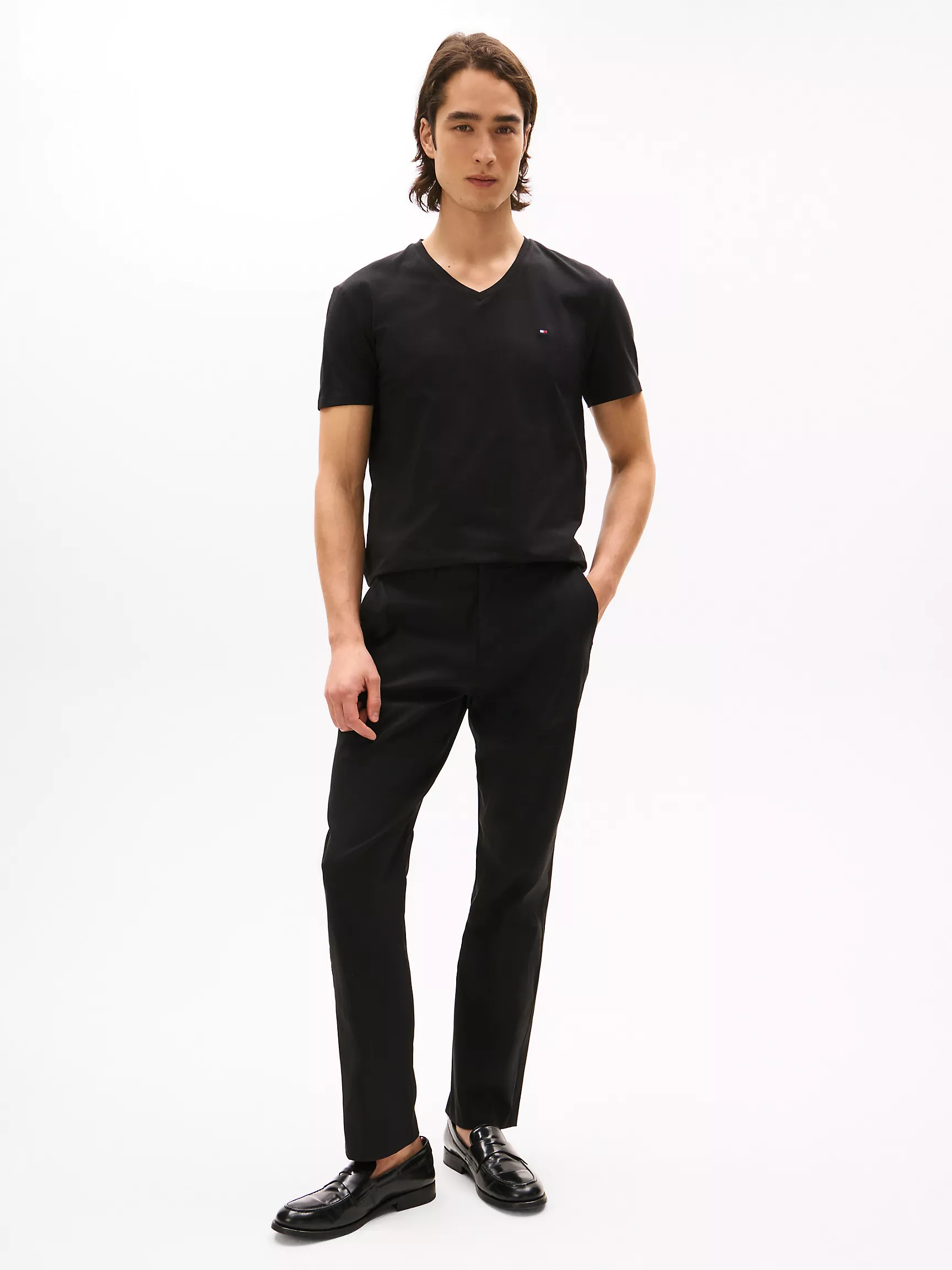 Мужская футболка Tommy Hilfiger, Приталенная футболка с V-образным вырезом