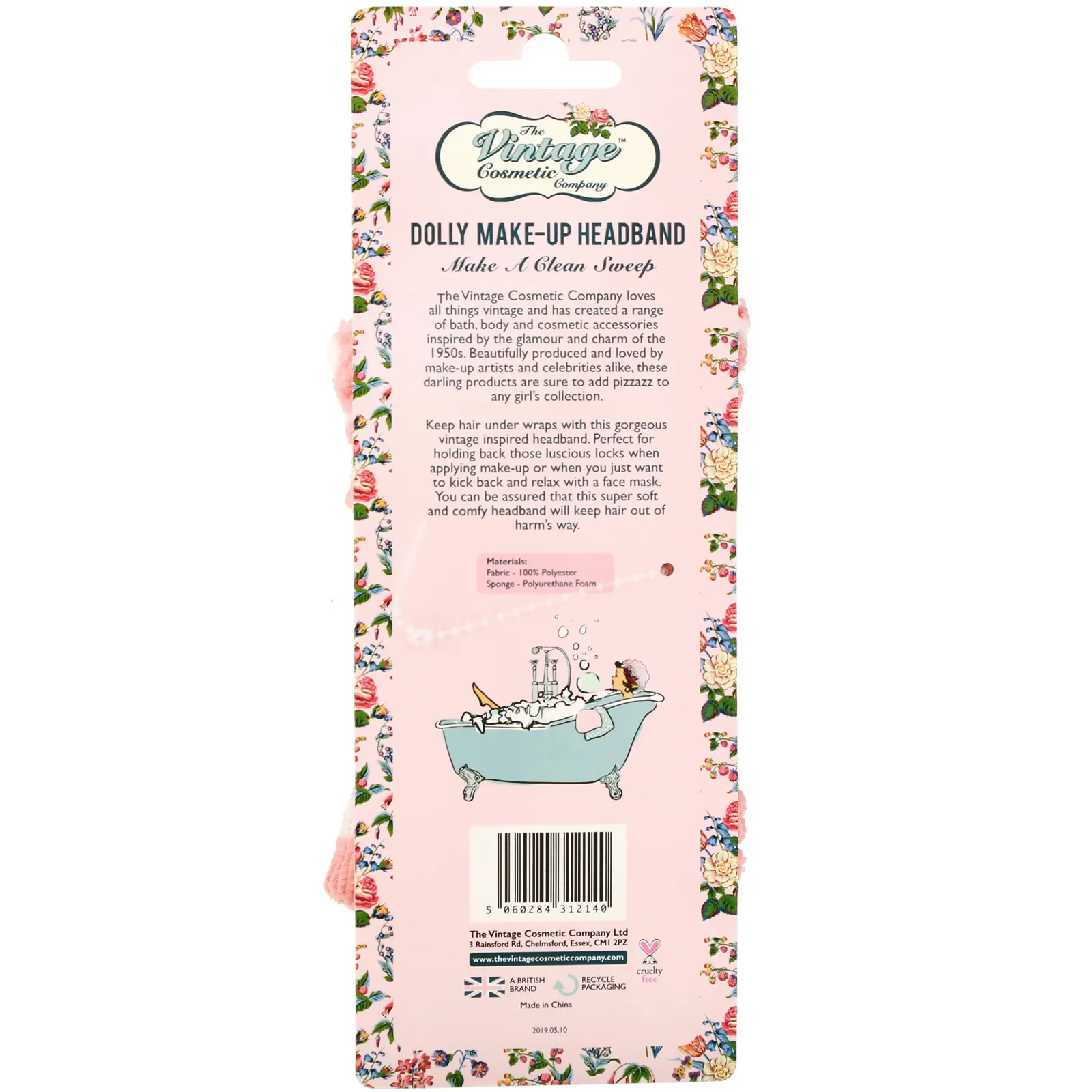 The Vintage Cosmetic Company, Повязка на голову для макияжа, Dolly, 1 шт.