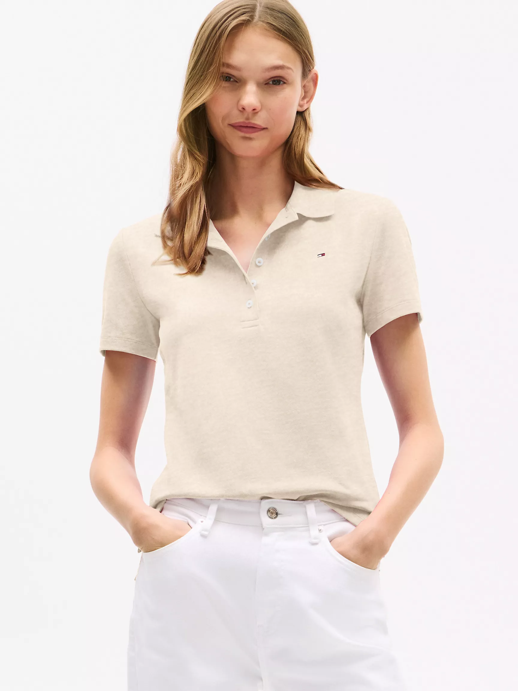 Женское поло Tommy Hilfiger, Эластичное хлопковое поло