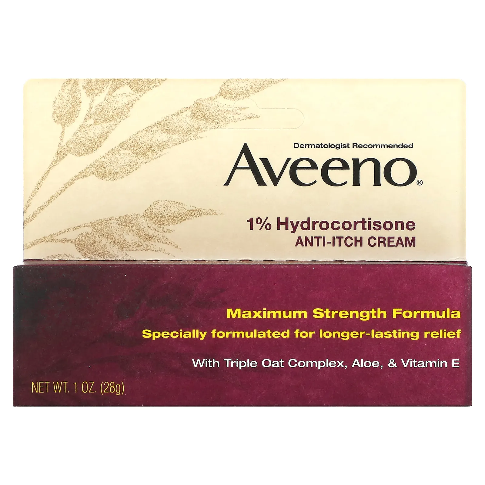 Aveeno, Active Naturals, 1 % гидрокортизон, крем против зуда, 28 г (1 унция)