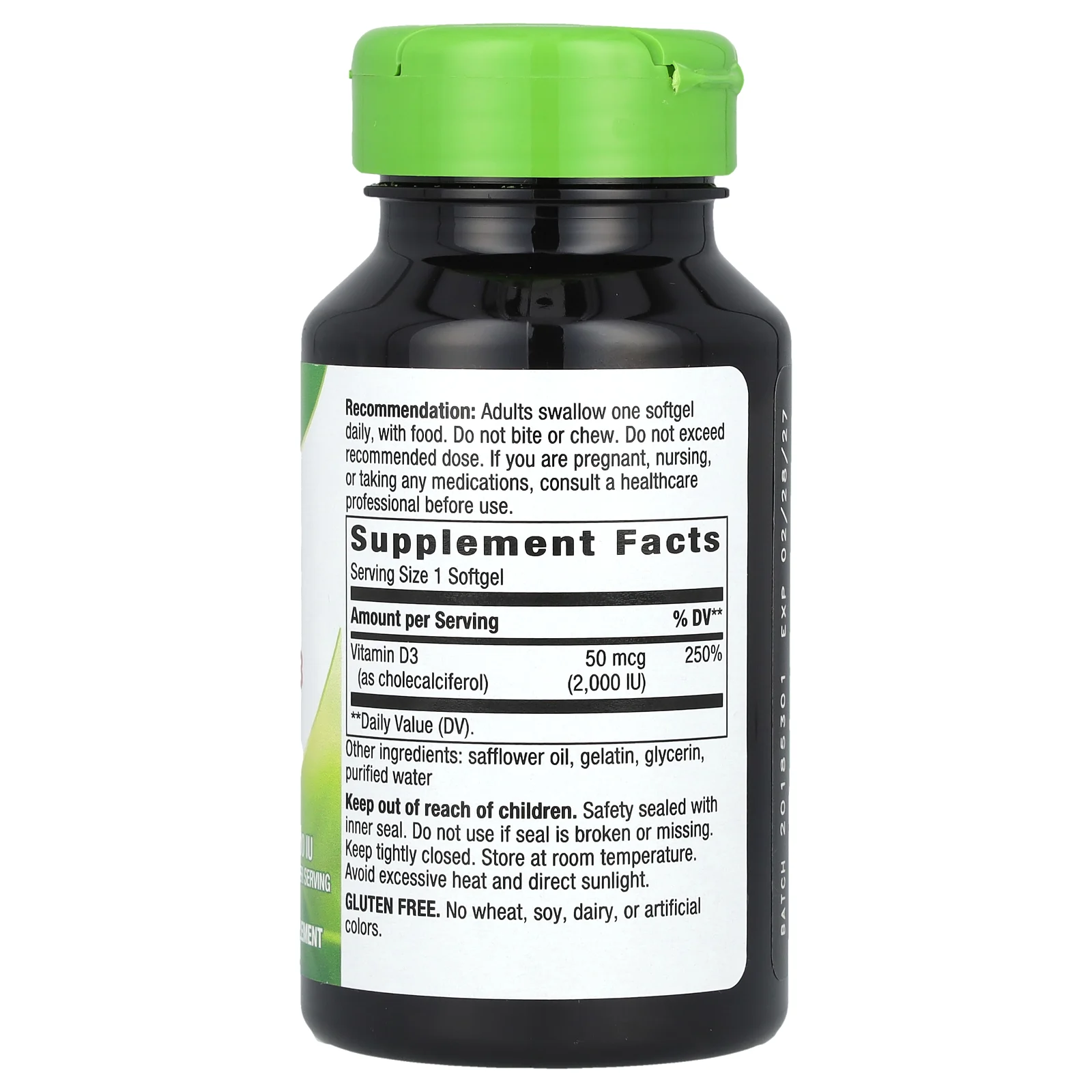 Nature's Way, витамин D3, повышенная сила действия, 50 мкг (2000 МЕ), 240 мягких таблеток