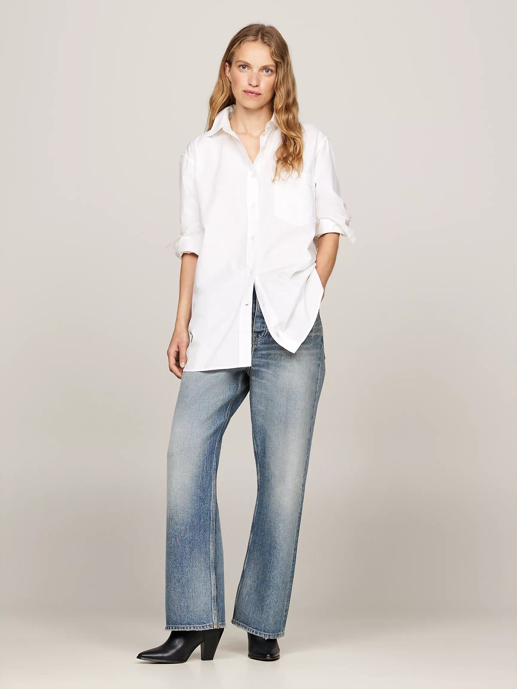 Женские ботинки Tommy Hilfiger, Кожаные ковбойские сапоги на каблуке