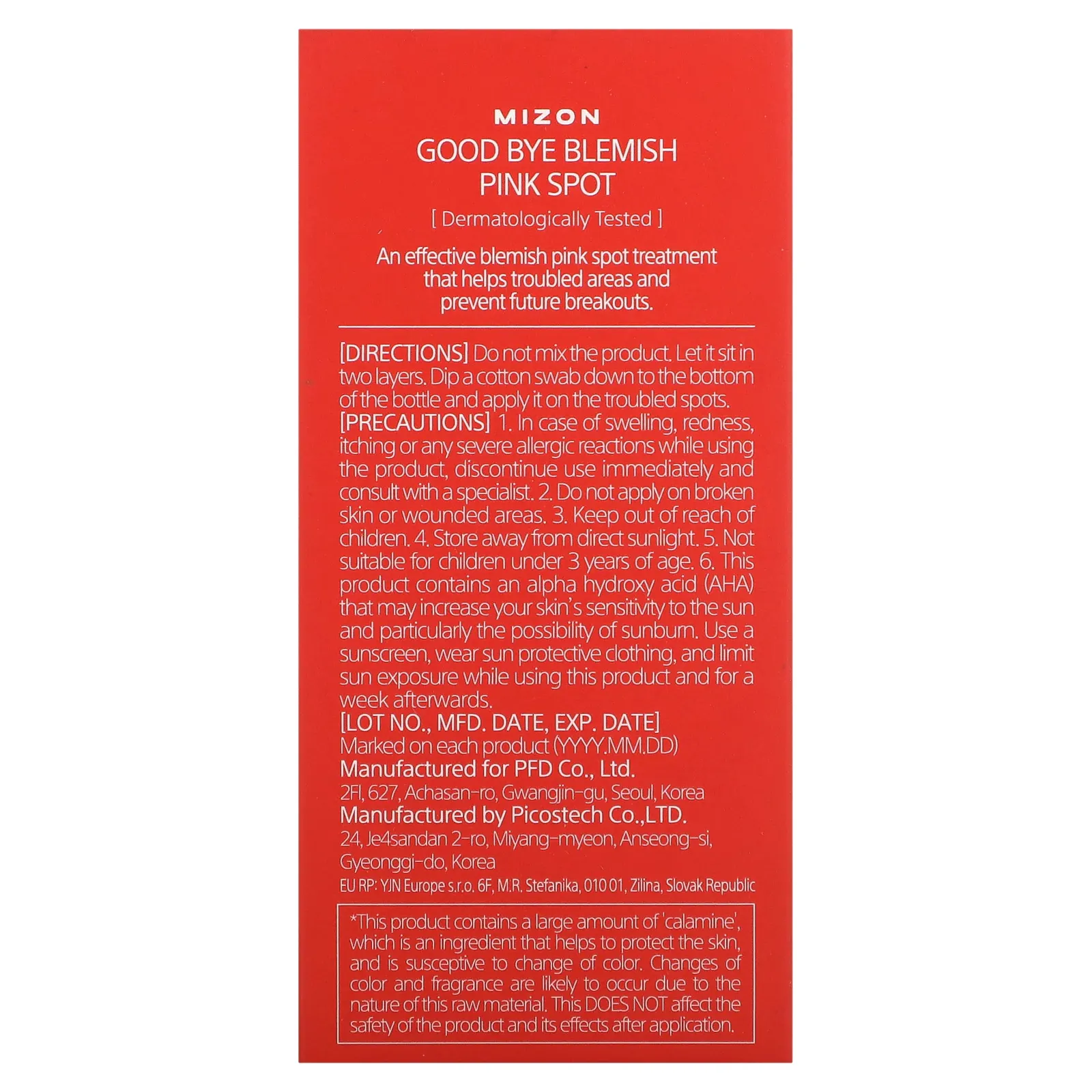 Mizon, Good Bye Blemish, розовое средство для точечного нанесения, 19 мл (0,65 жидк. унции)