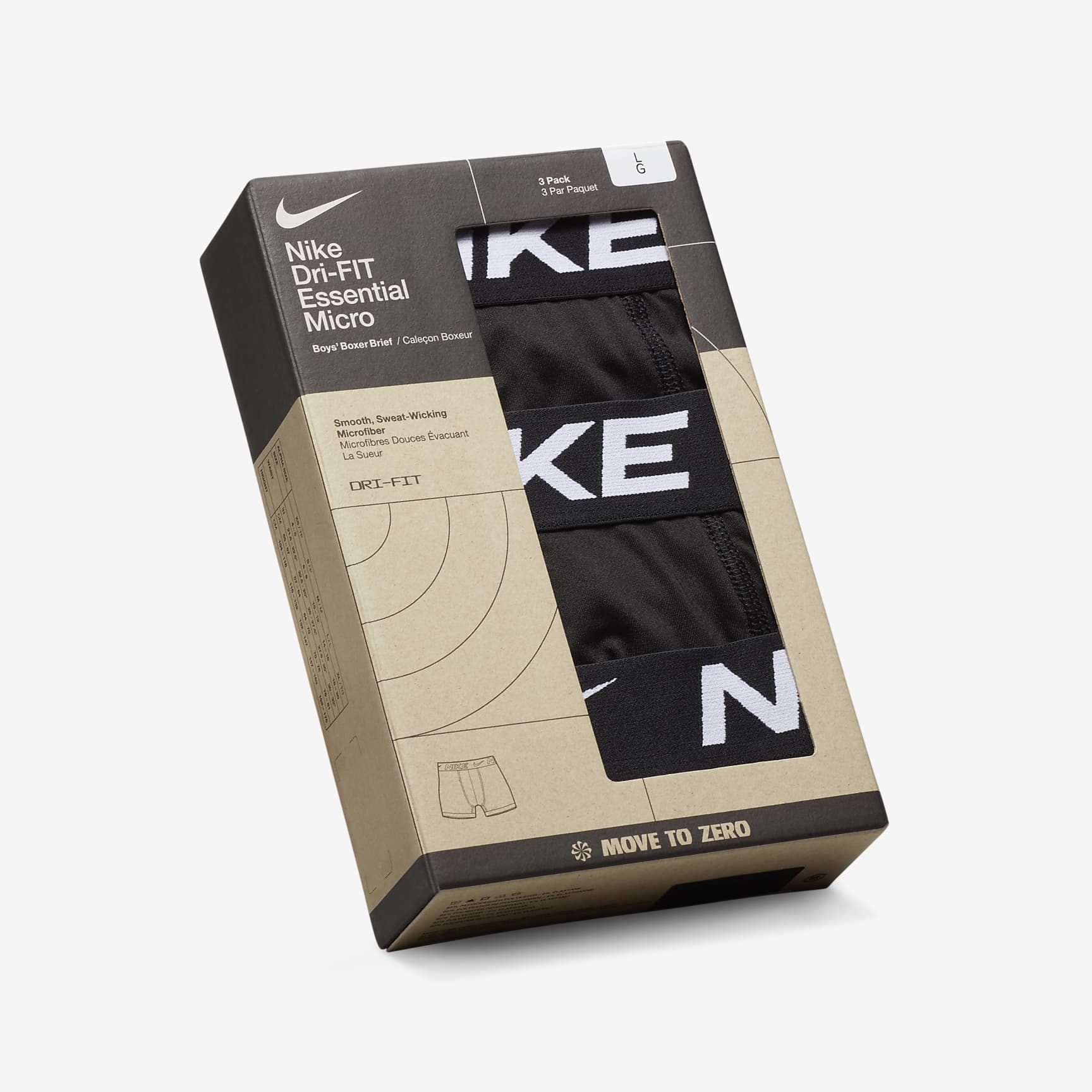 Nike Dri-FIT Essentials Big Kids' Boxer Briefs (3-Pack)