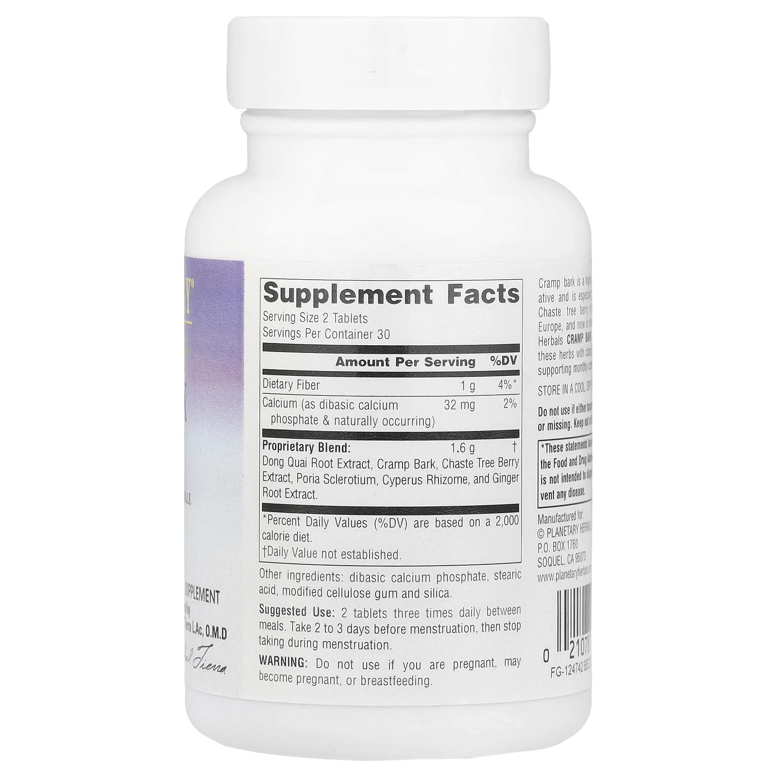 Planetary Herbals, Cramp Bark Comfort ™, 800 мг, 60 таблеток (400 мг в каждой таблетке)