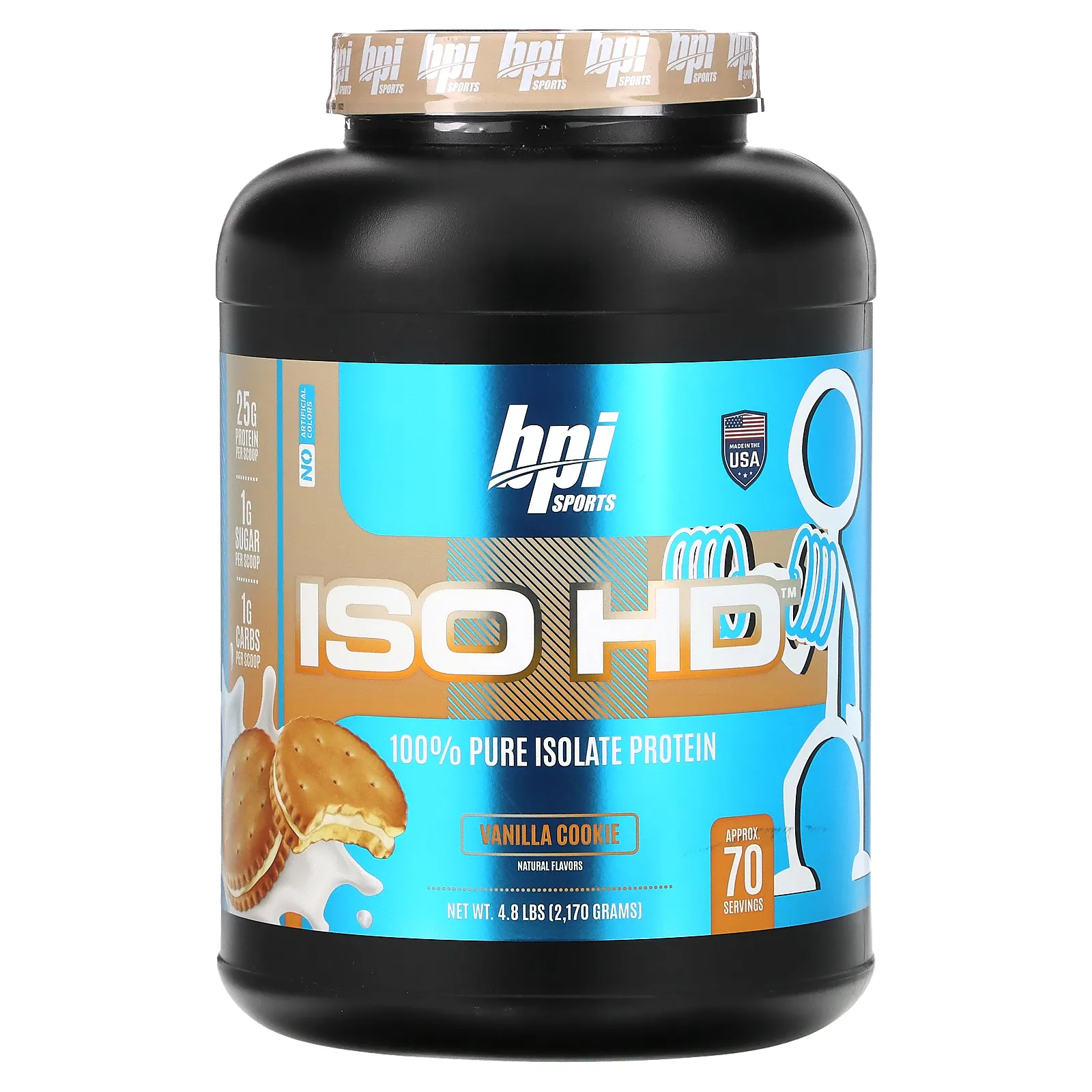 BPI Sports, ISO HD, на 100% чистый изолят протеина, со вкусом ванильного печенья, 2170 г (4,8 фунта)