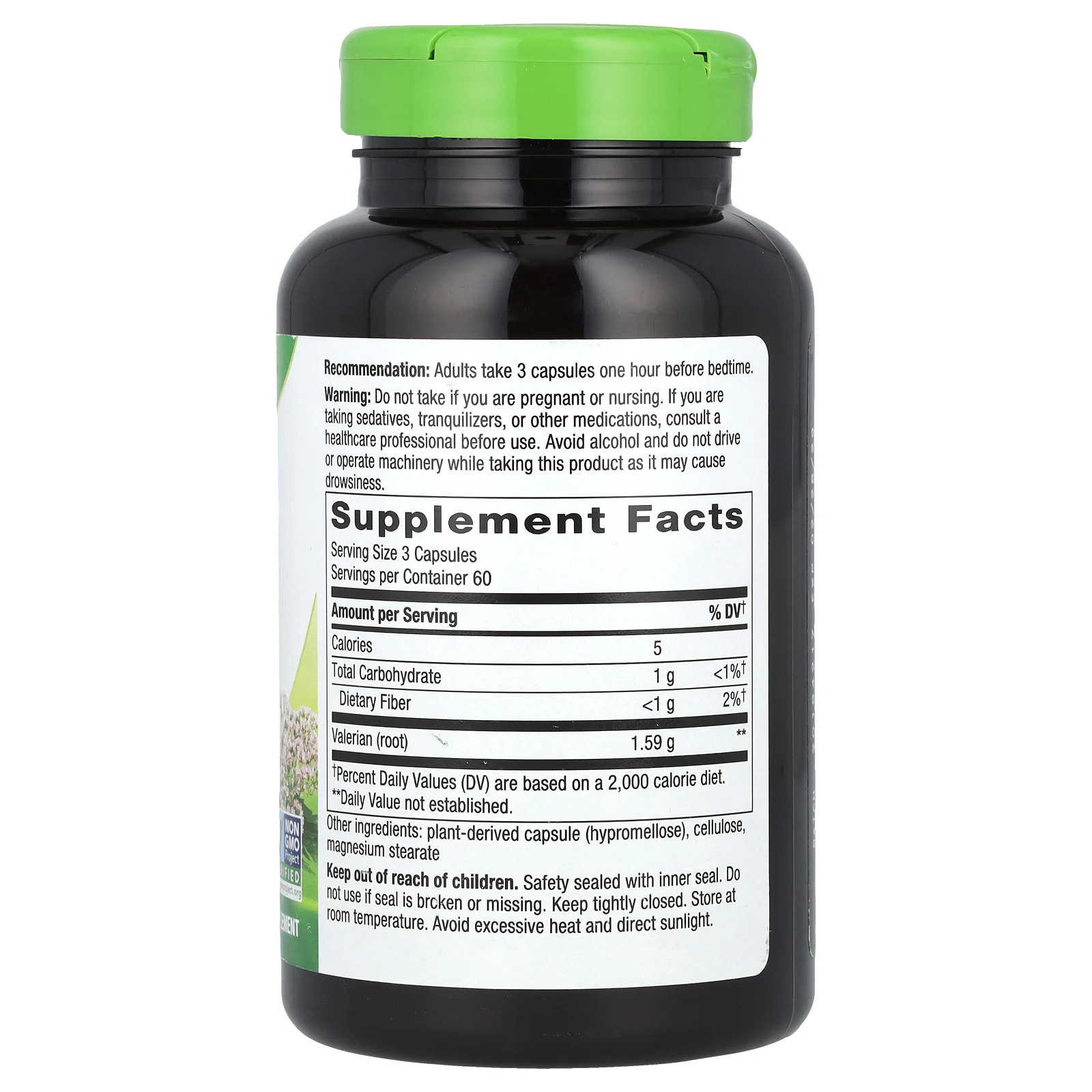 Nature's Way, корень валерианы, 1590 мг, 180 веганских капсул (530 мг в 1 капсуле)