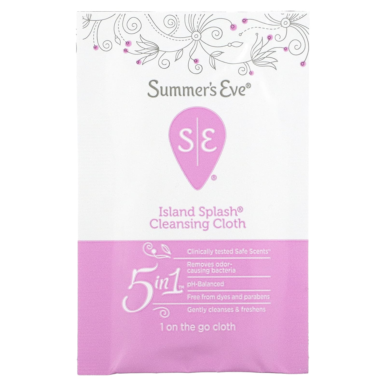 Summer's Eve, Очищающие салфетки 5 in 1, Island Splash, 16 салфеток в индивидуальной упаковке