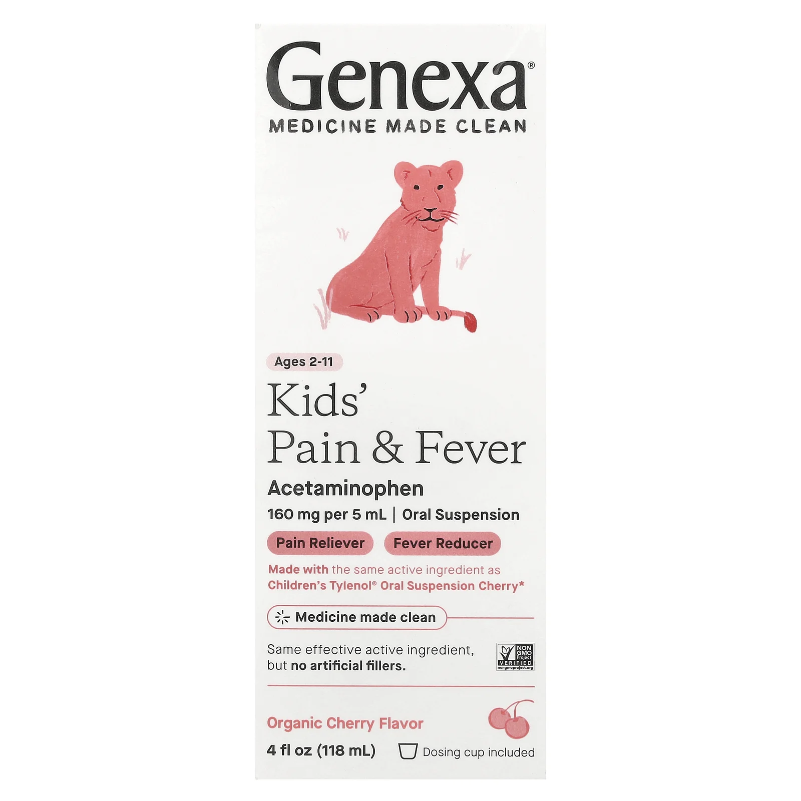 Genexa, Kids 'Pain & Fever, для детей 2–11 лет, органическая вишня, 118 мл (4 жидк. унц.)