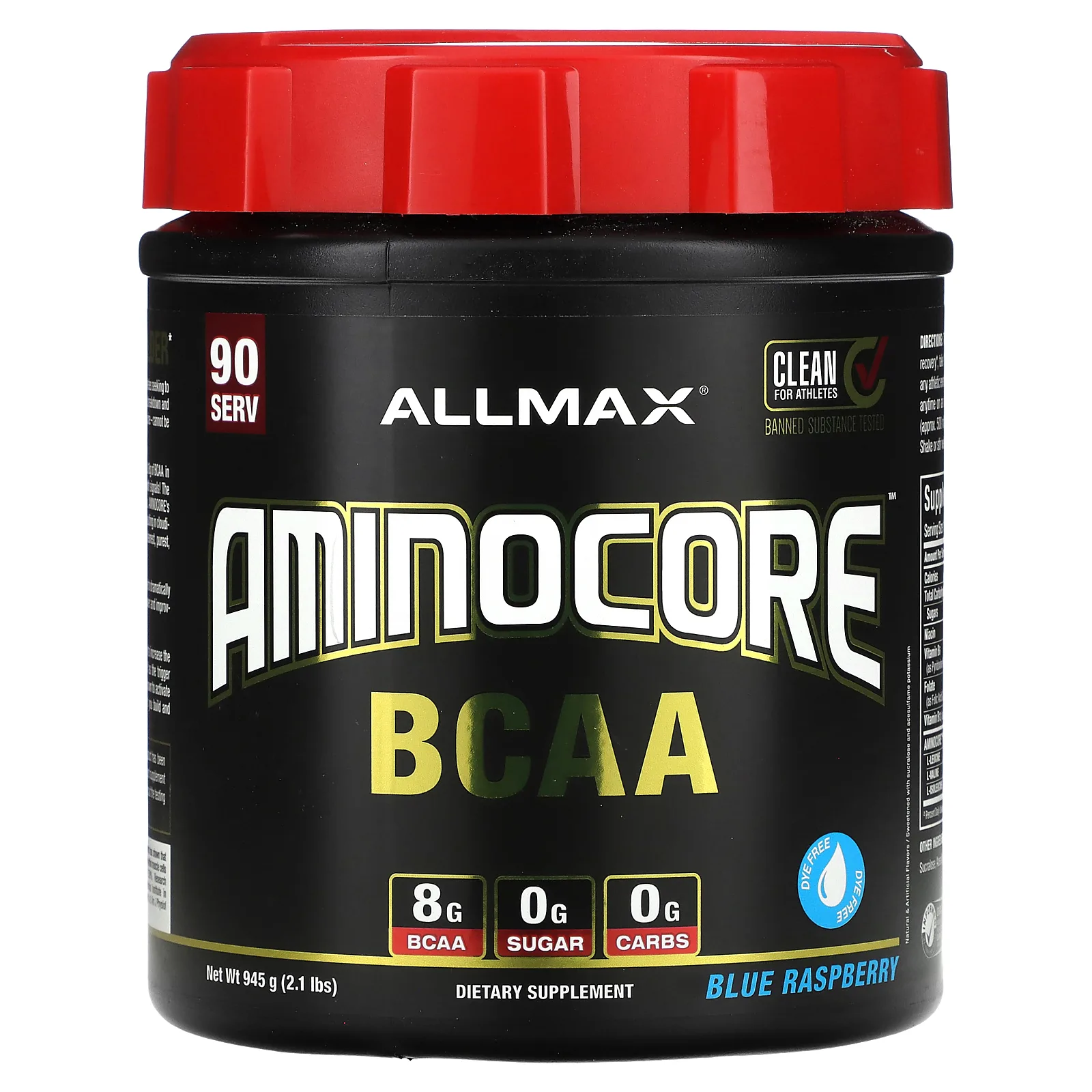 ALLMAX, AMINOCORE BCAA, голубая малина, 945 г (2,1 фунта)