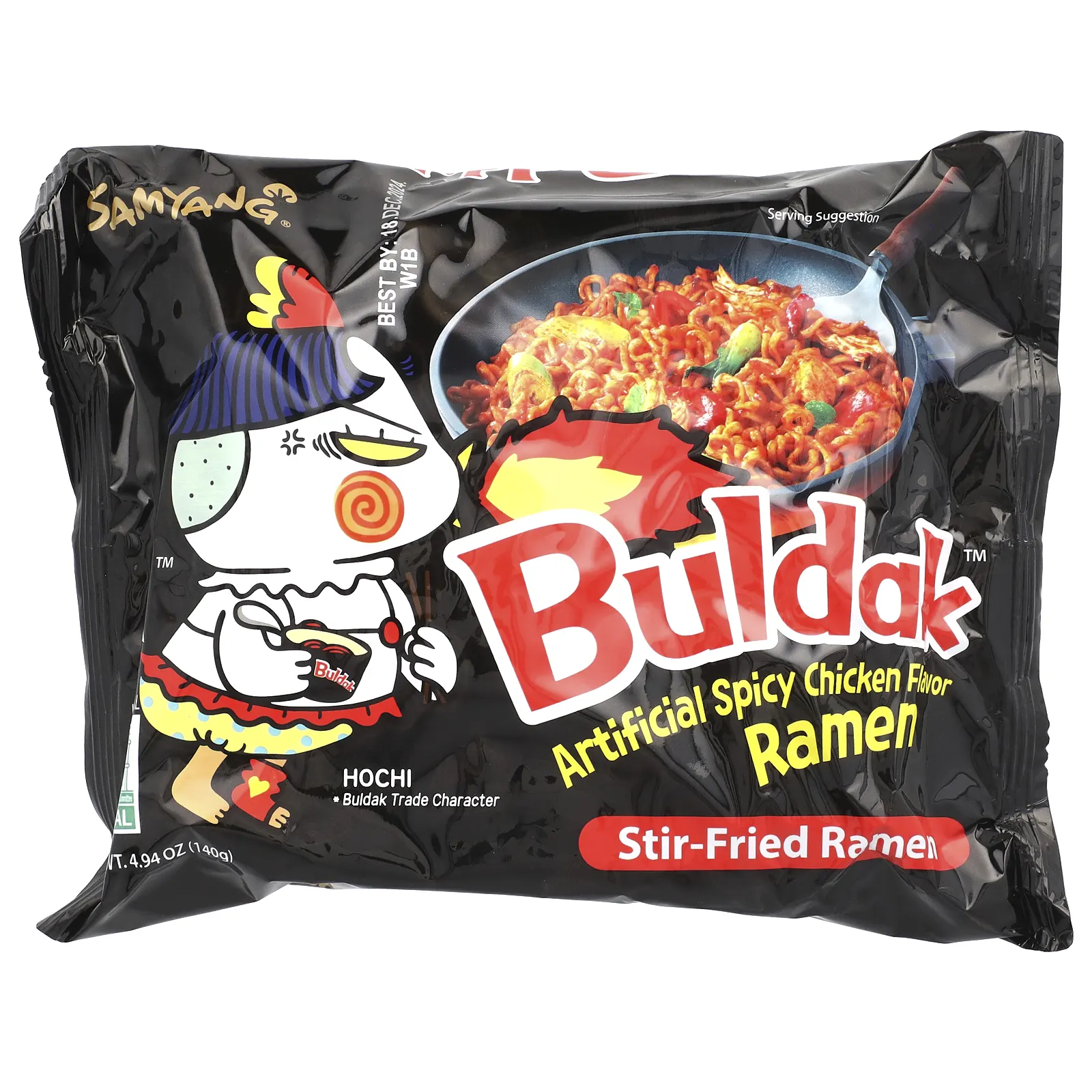 Samyang, Buldak ™, обжаренный рамен с пряностями из курицы, 5 пакетиков по 140 г (4,94 унции)