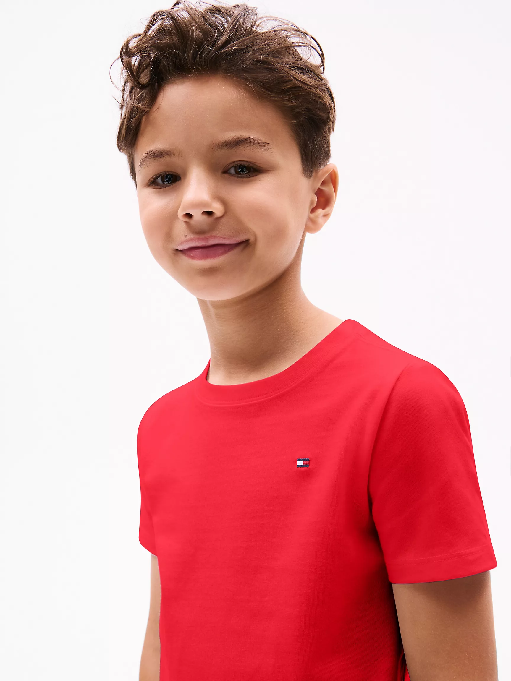 Футболка Tommy Hilfiger для мальчиков и девочек, Детская однотонная футболка с круглым вырезом