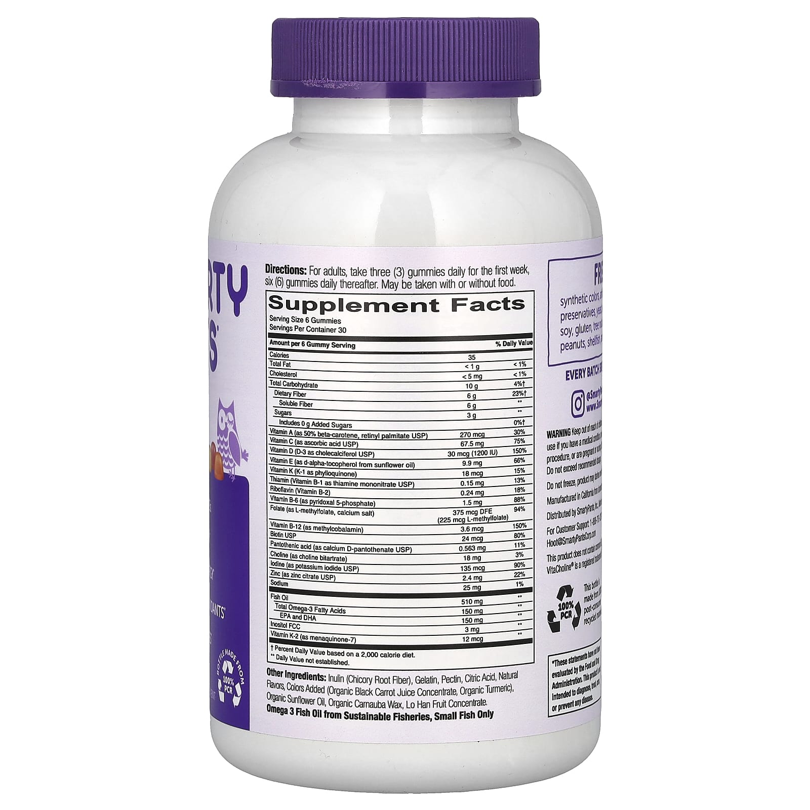 SmartyPants, формула с клетчаткой для взрослых, лимон, клубника, банан и апельсин, 180 жевательных конфет