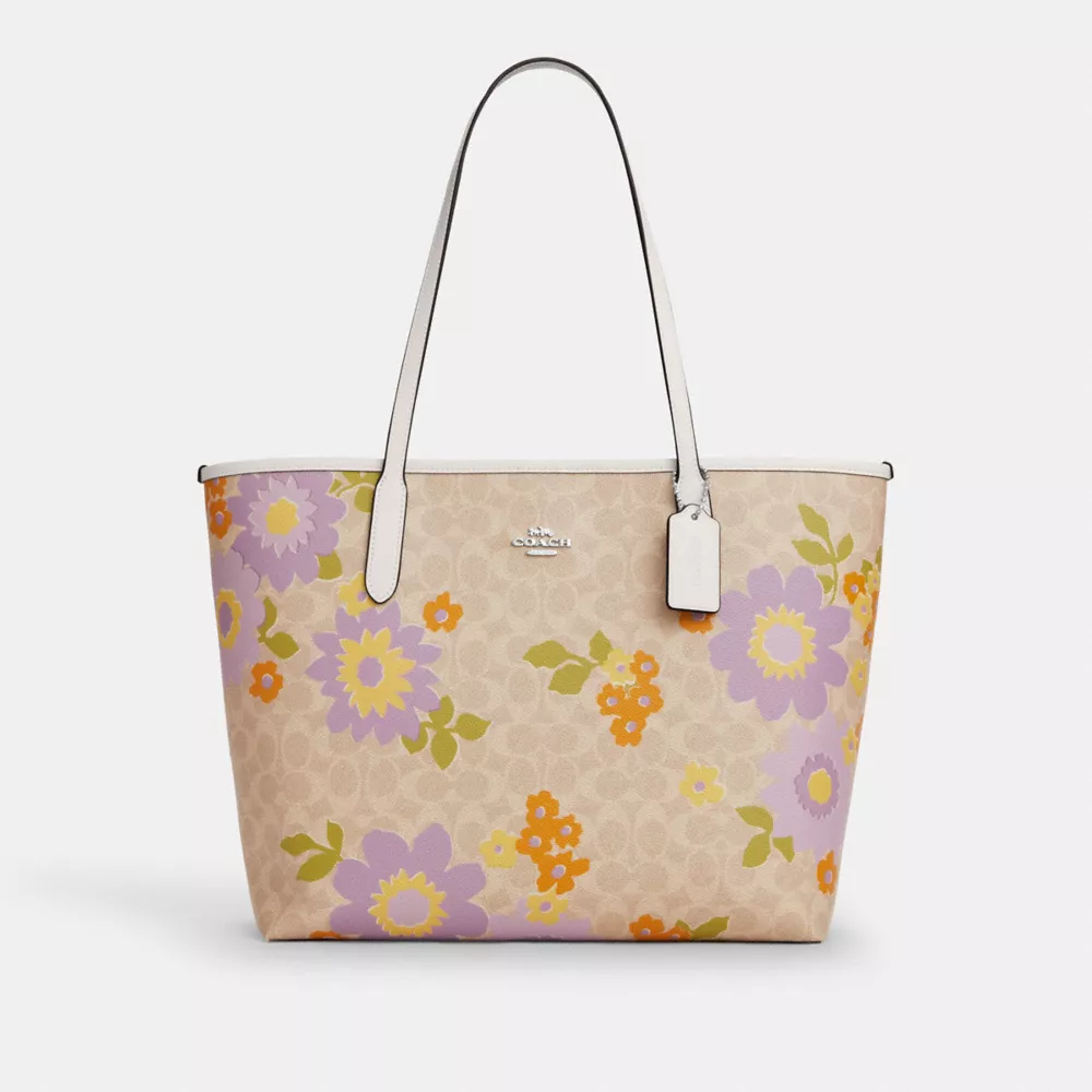 Сумка COACH City Tote Bag In Signature Canvas With Floral Print