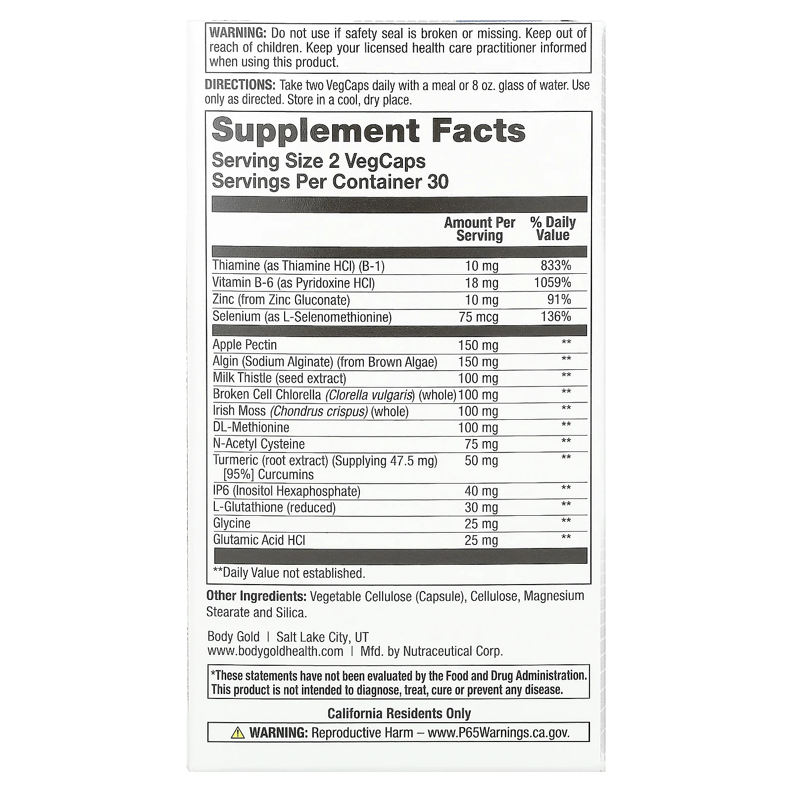 BodyGold, Enviro Clenz, 60 растительных капсул