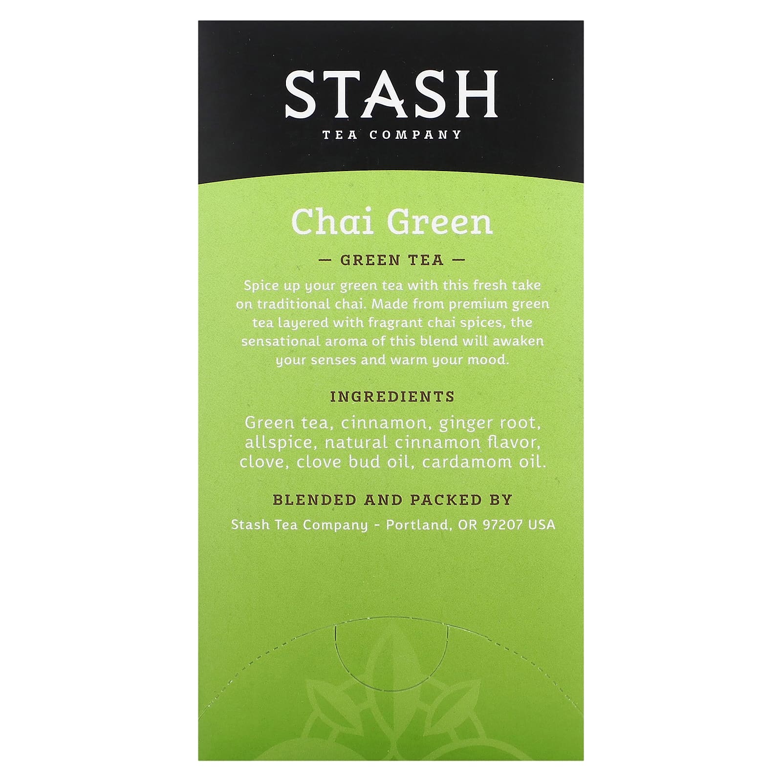 Stash Tea, Green Tea, Chai Green, 20 чайных пакетиков, 38 г (1,3 унции)